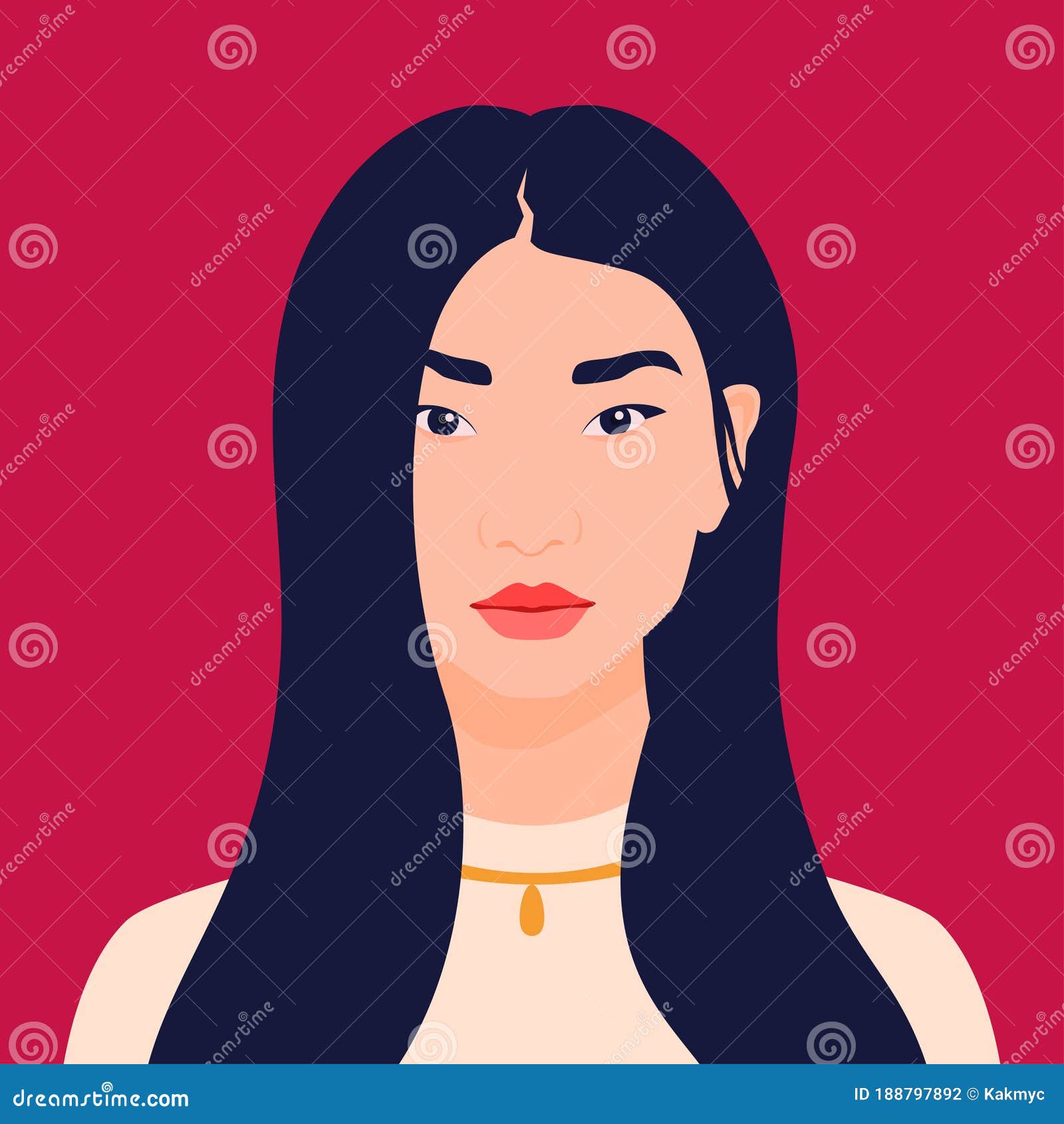 Avatar of an Asian girl Happy eastern student The happy woman smiles  Vector flat illustration Stock Vector  Adobe Stock