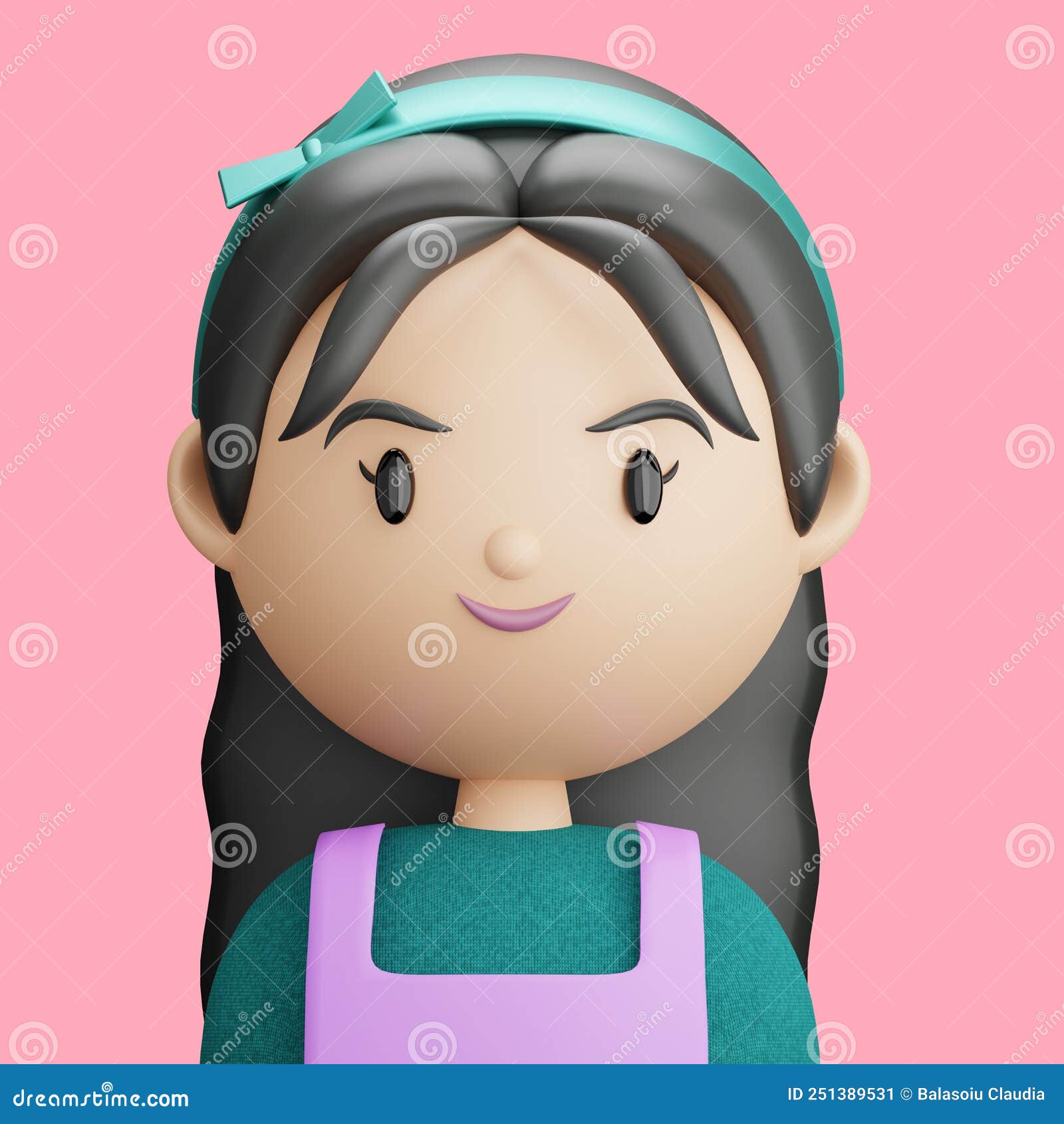 Retrato de avatar de desenho animado 3d de atendimento ao cliente feminino