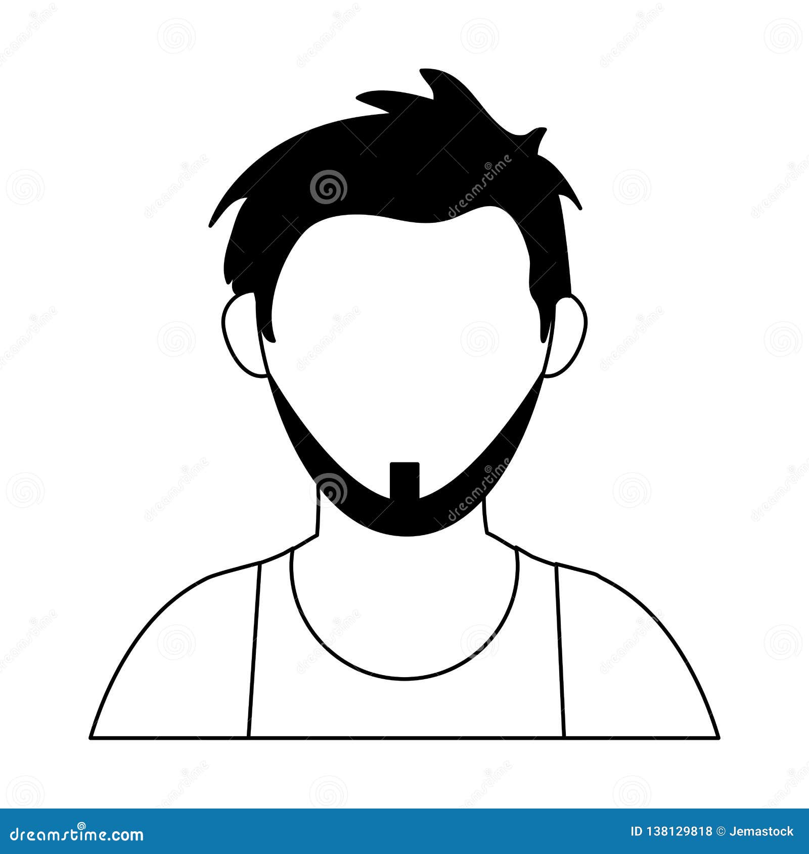 Avatar Faceless Male Profile Black And White Stock Vector Illustration Of Beard Anonymous 