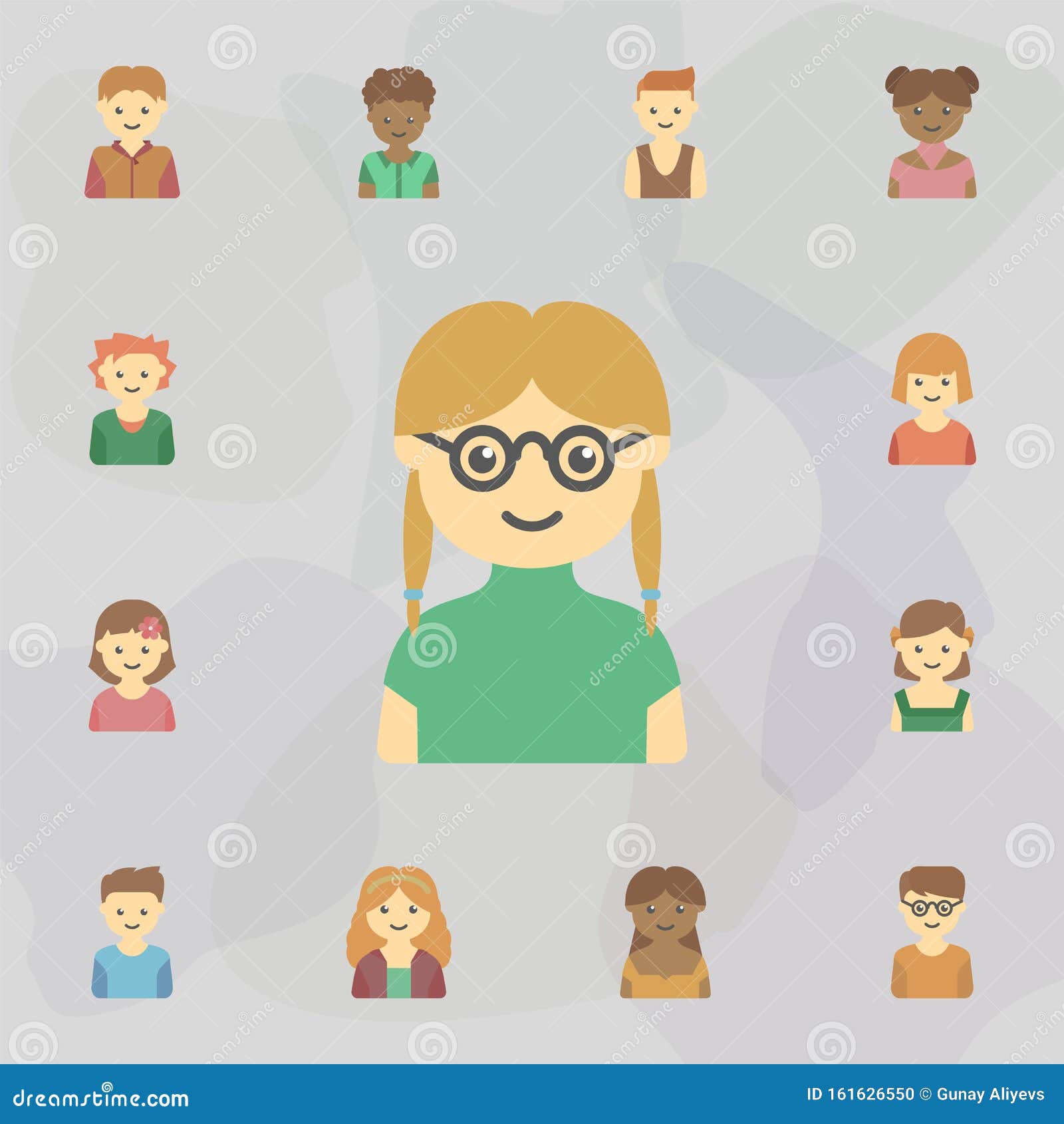 avatar of girl with glasses colored icon Universal set of kids avatars for website  design and development app development Stock Vector  Adobe Stock