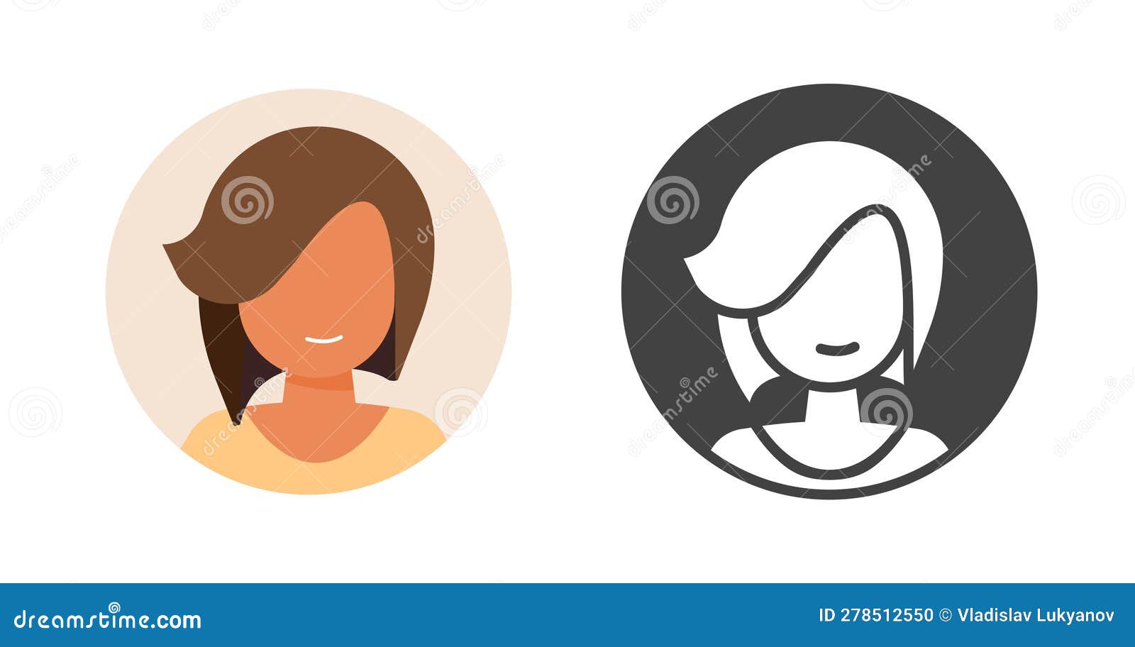 Premium Vector  Avatar girl woman face flat round user my account