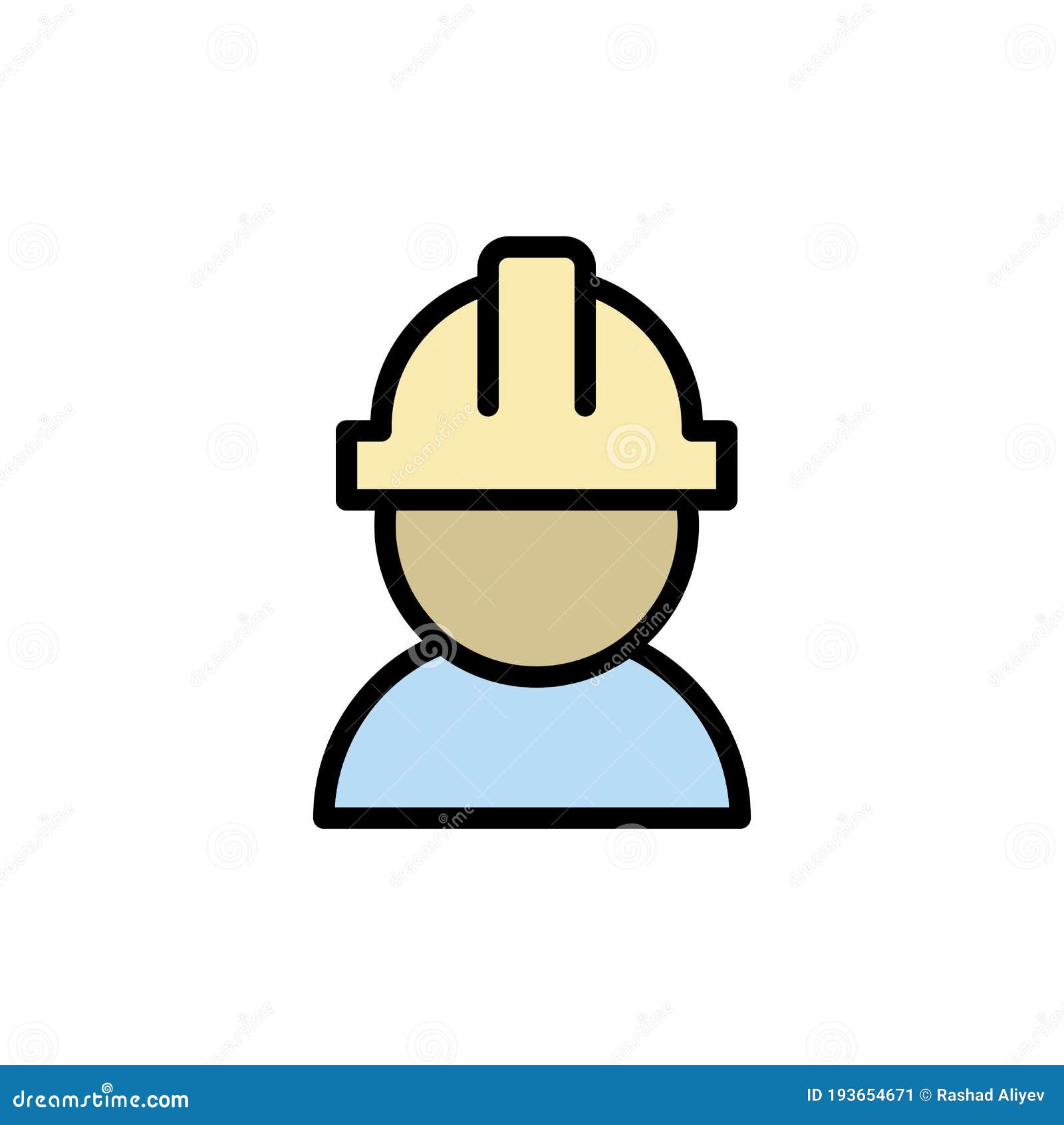 Engineer Avatar, Architect in Helmet Thin Line Flat Color Icon