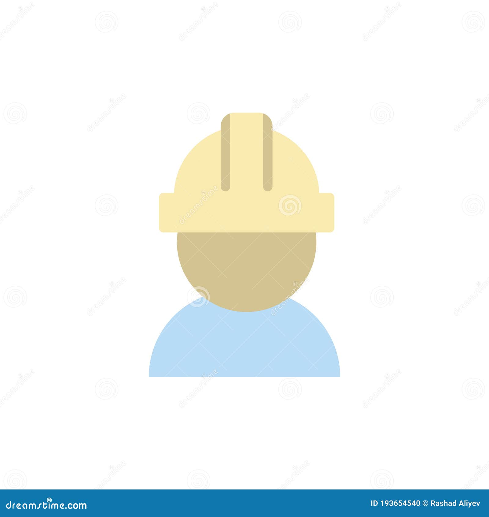 Engineer Avatar. Architect In Helmet Thin Line Flat Color Icon