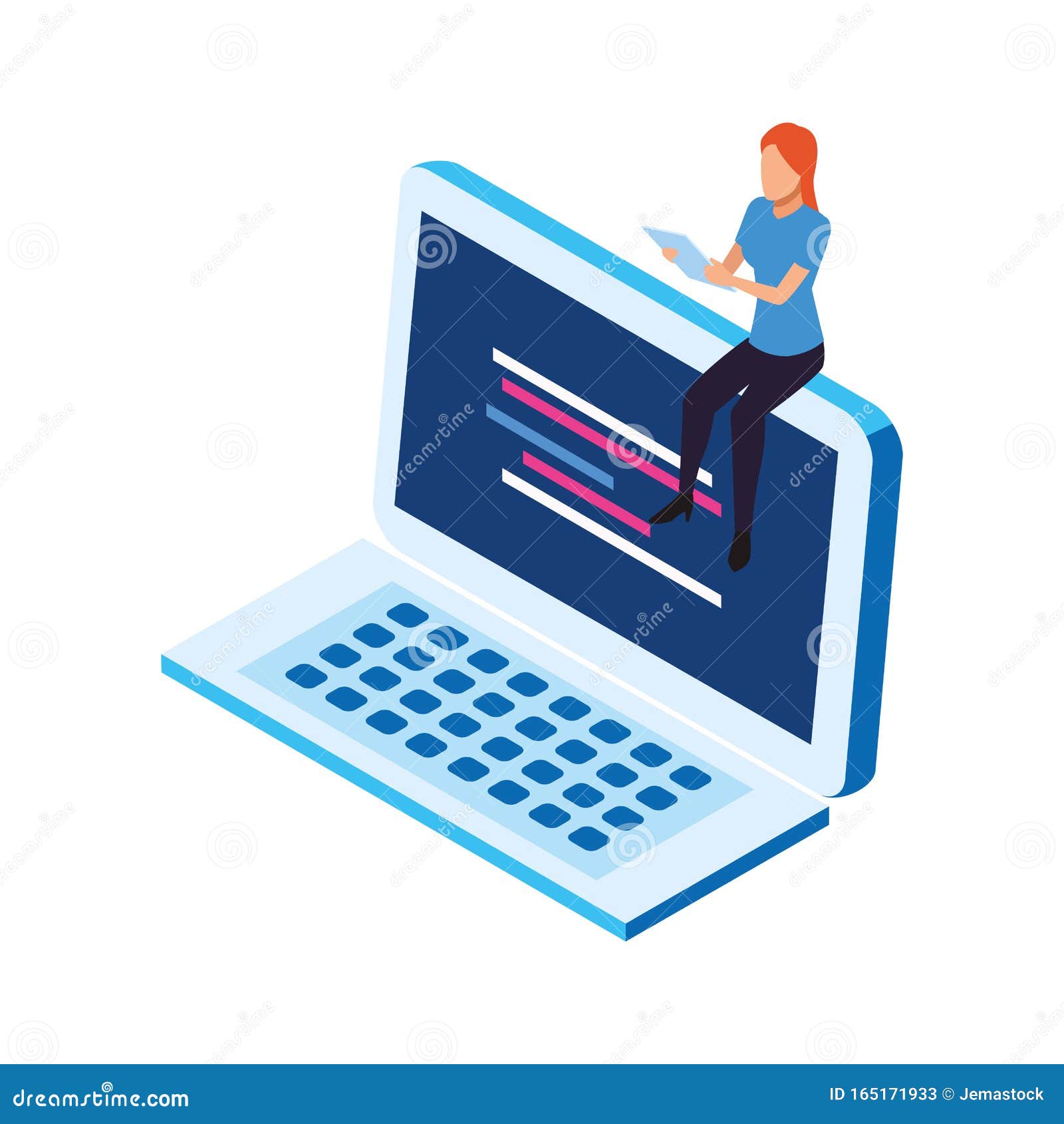 Avatar Of A Person Working On Laptop Vector Illustration Design Royalty  Free SVG Cliparts Vectors And Stock Illustration Image 66488678