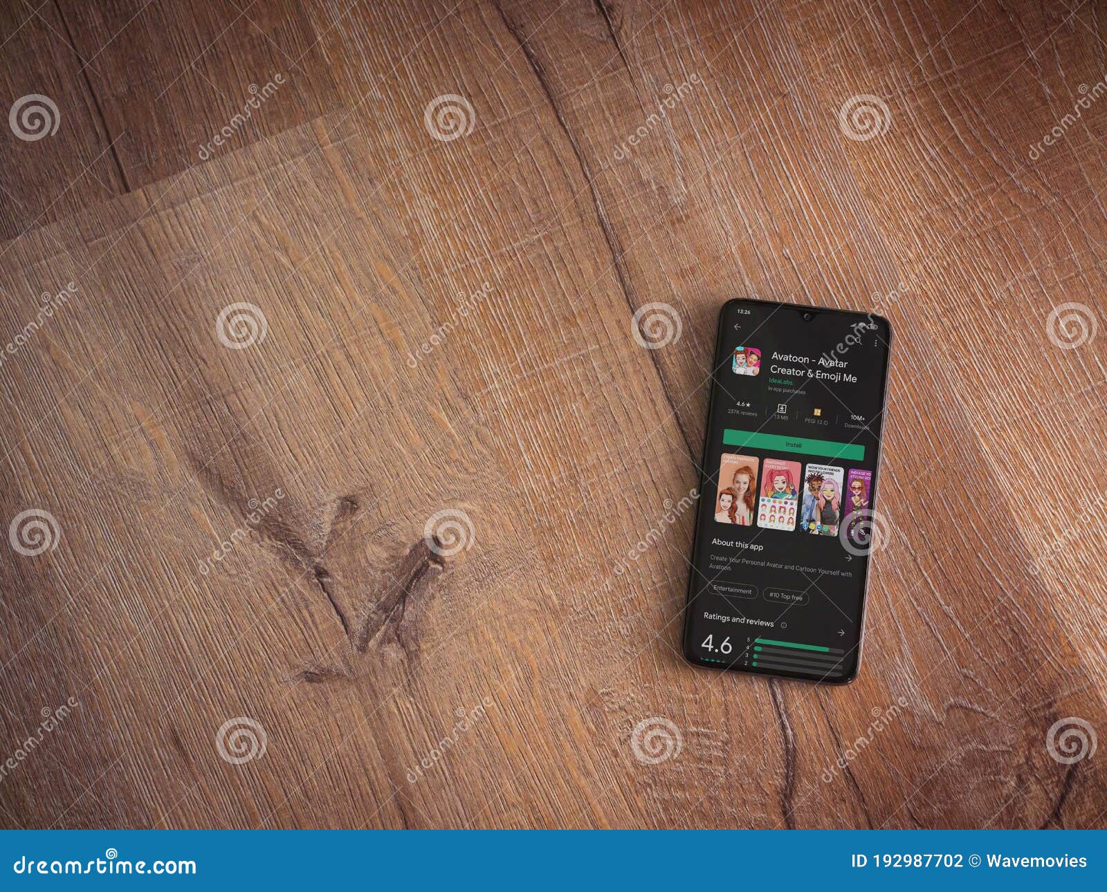 Avatoon App Play Store Page on the Display of a Black Mobile Smartphone on  Wooden Background Editorial Photography - Image of desk, application:  192987702
