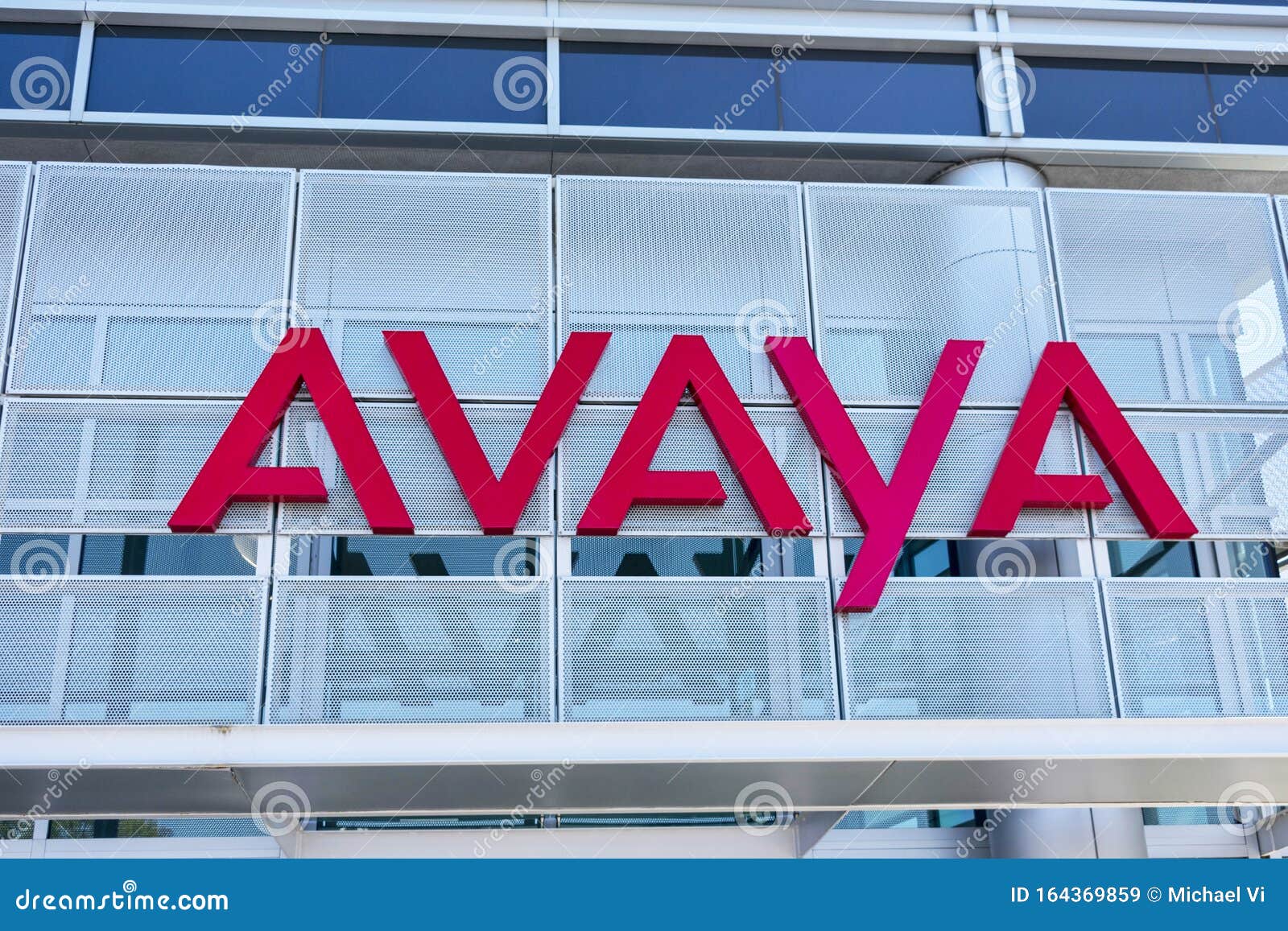 Avaya Sign Logo and Sign on Silicon Valley Headquarters Editorial Stock