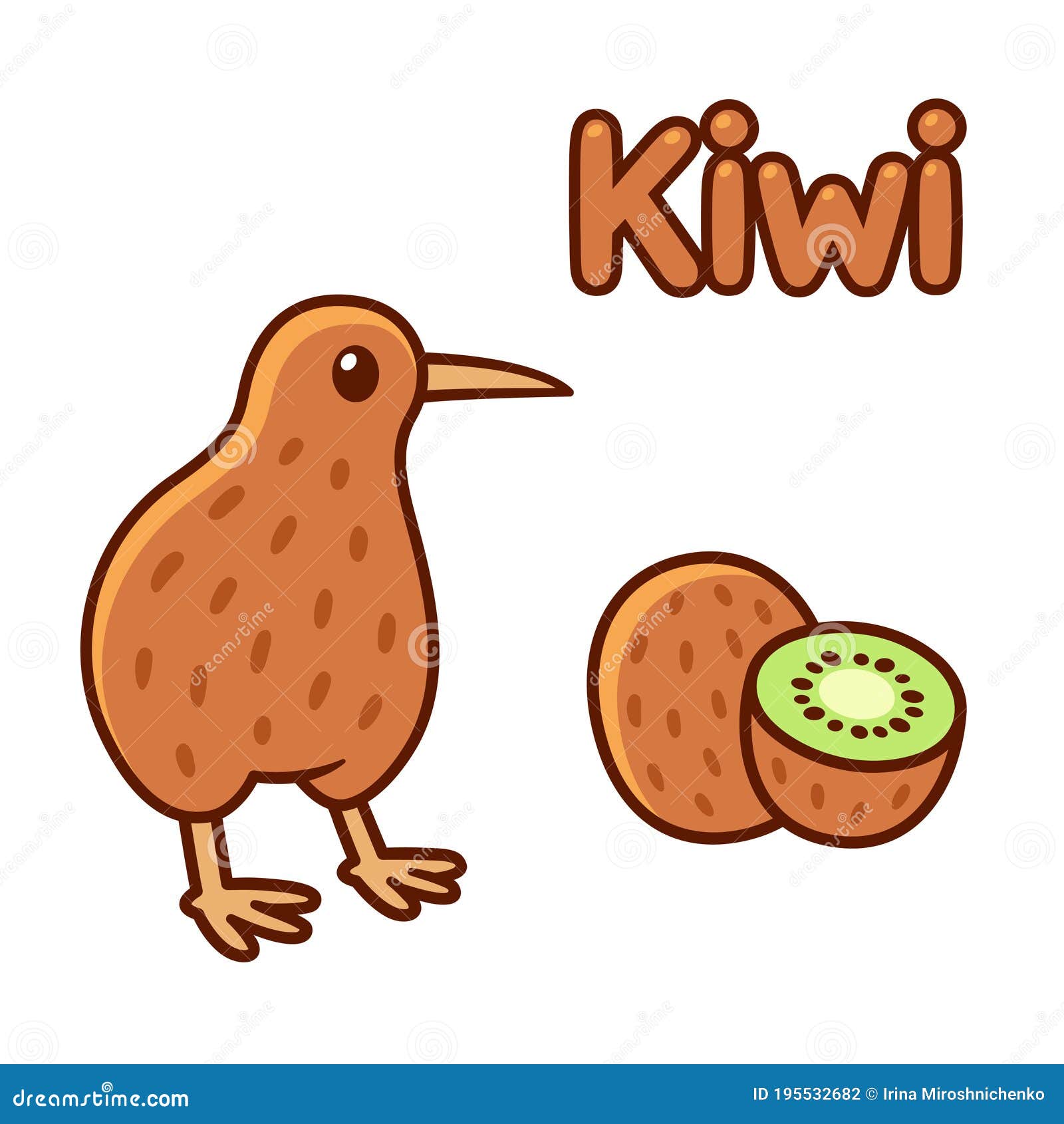 Ave kiwi linda y fruta ilustración del vector. Ilustración de bosquejo - 195532682 Ave kiwi linda y fruta ilustración del vector. Ilustración de bosquejo - 195532682