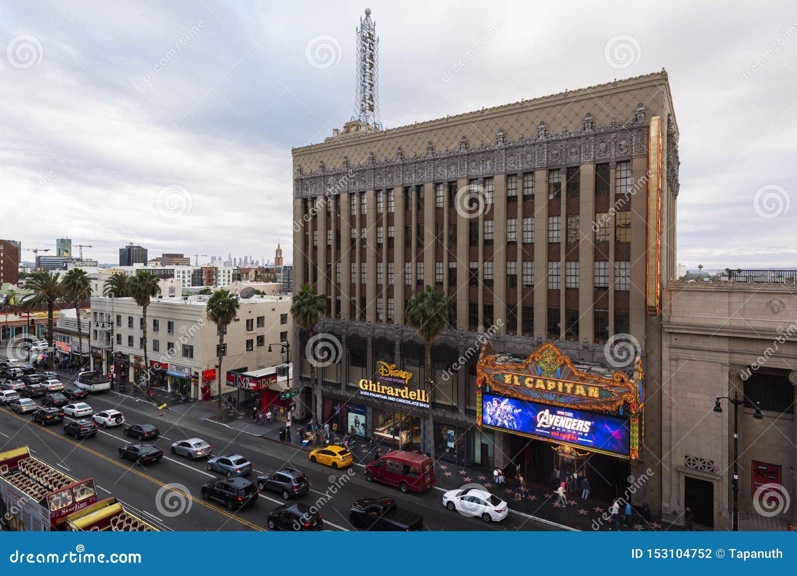 Apr 28, 2019 - Los Angeles, California, USA: Avengers Endgame billboard outside El Capitan Theatre, Hollywood, California. Avengers Endgame is promoted at the entrance of El Capitan Theatre on Hollywood Boulevard during its showtime.