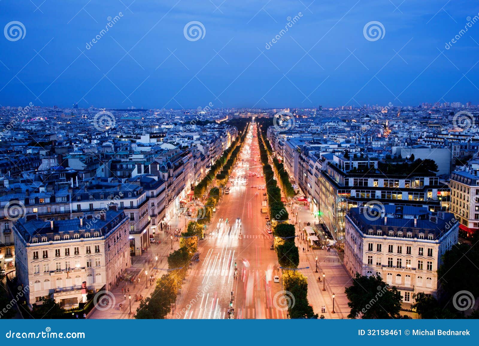 Avenue des Champs-Elysees at night, Paris, France, Europe stock photo