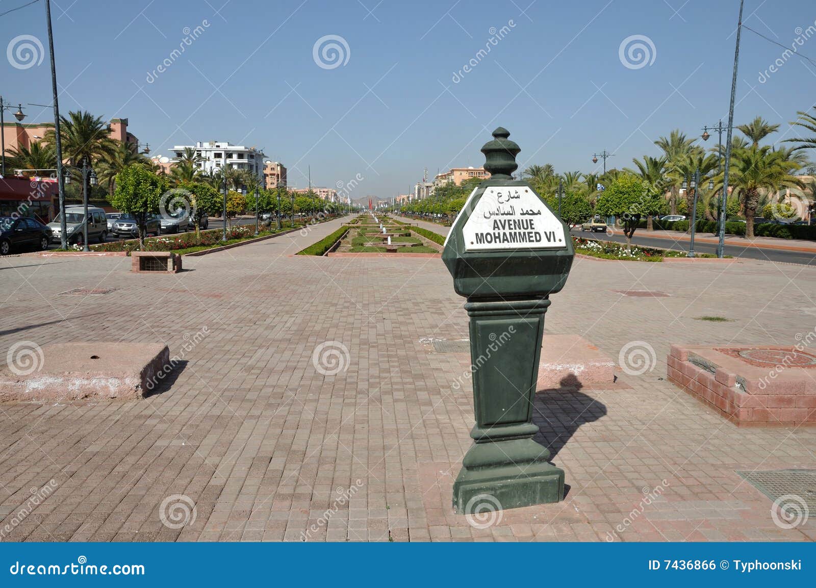 Avenue in Marrakech stock photo. Image of scene, trees - 7436866