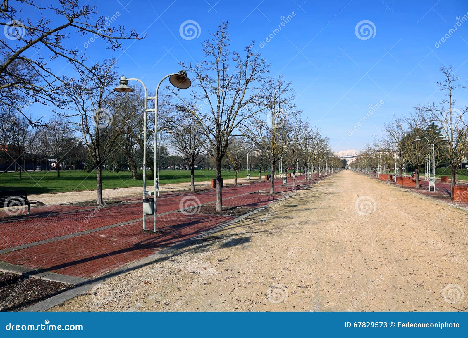 avenue in the public park called campo marzo in vicenza, italy