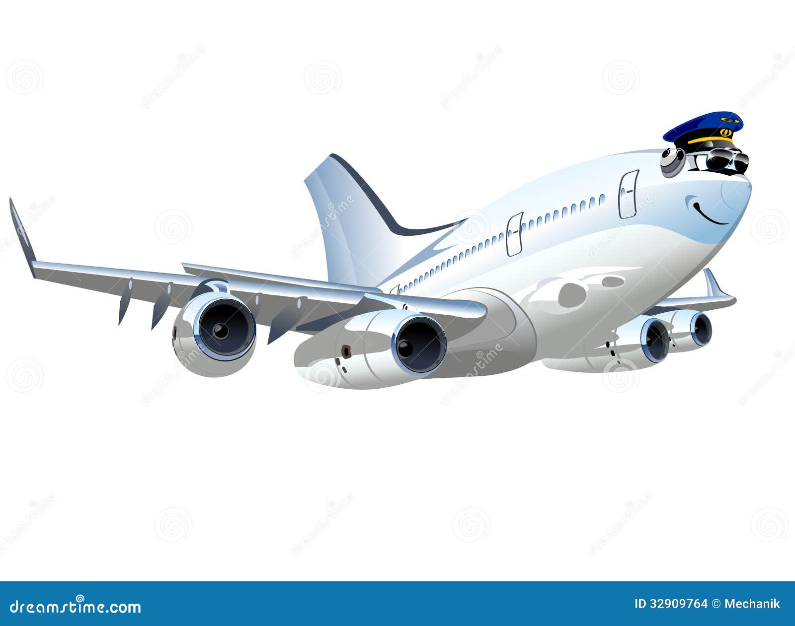Avião de passageiro bonito dos desenhos animados, Vetor Premium