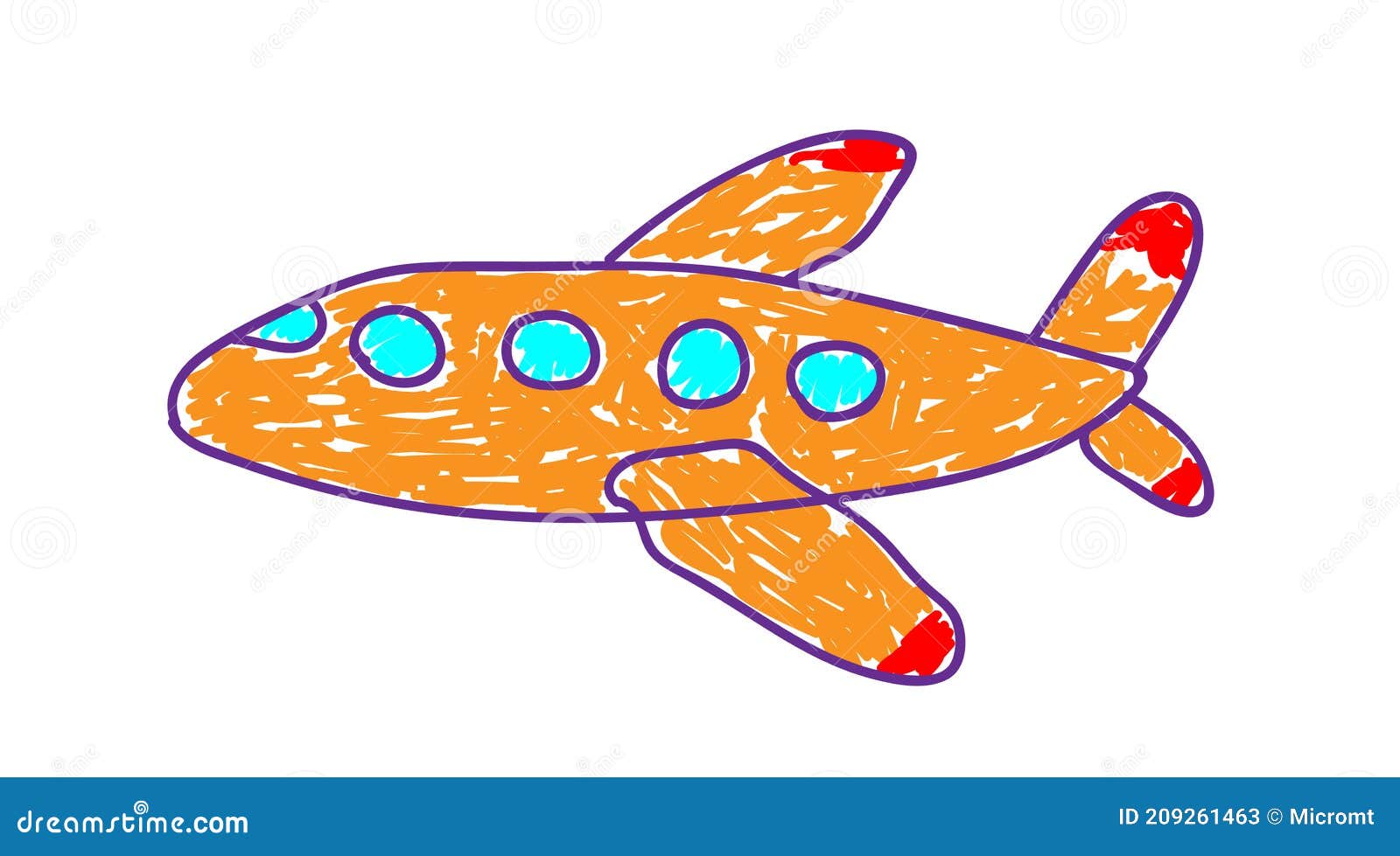 Avião Laranja, No Estilo Deliberadamente Infantil. Desenho