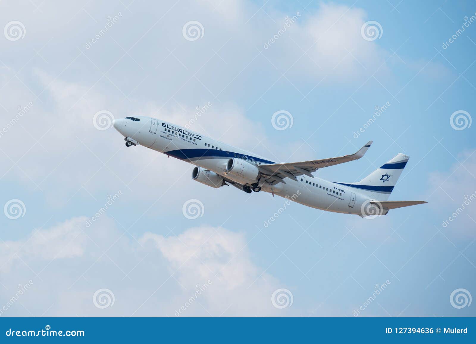 Avion De Pasajeros De El Al En Cielo Azul Despues De Sacar De Ben Gurion Airport Bon Voyage Foto Editorial Imagen De Azul Avion