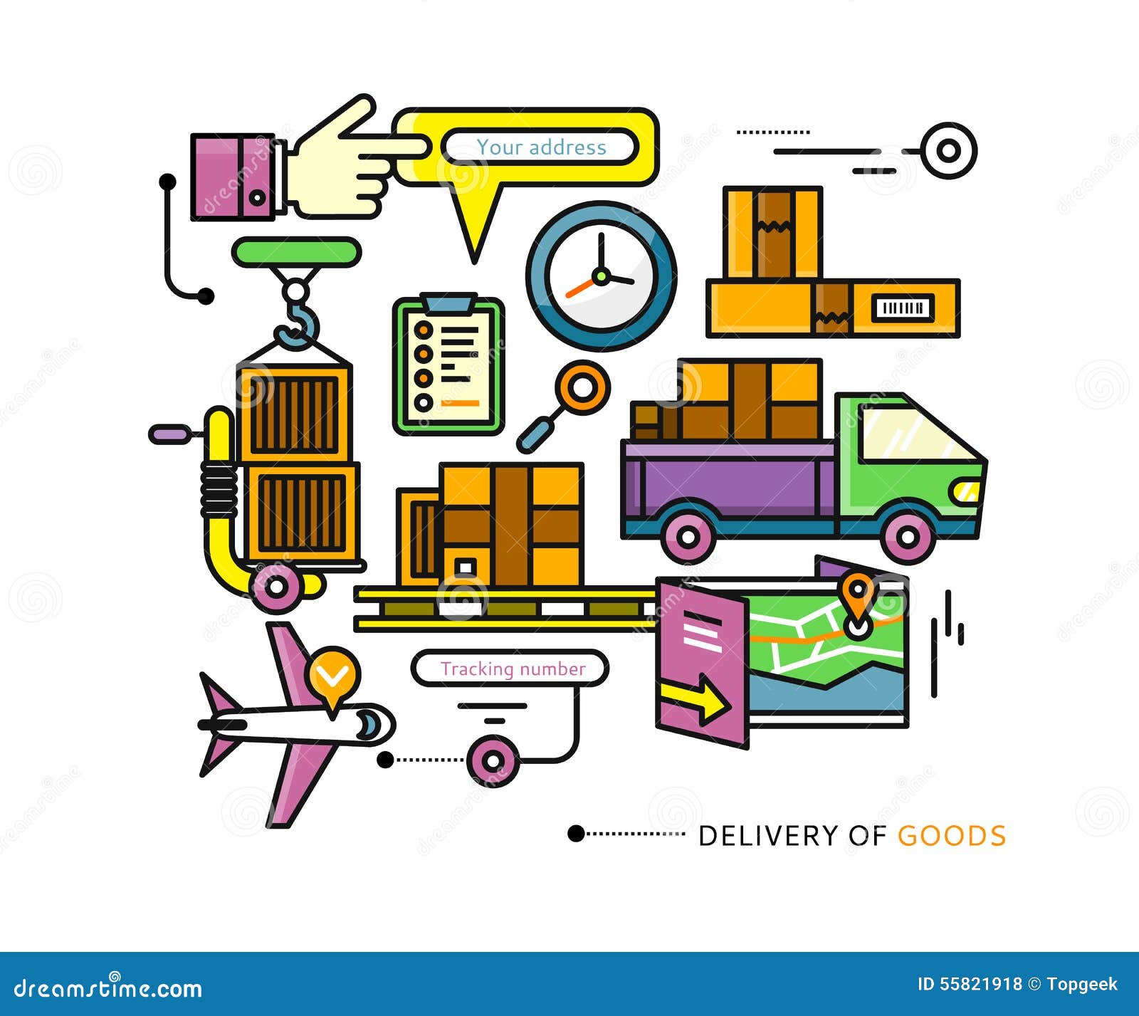 Aviation De Service De Distribution, Coutumes, Transport Illustration