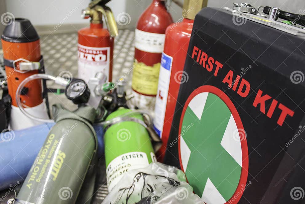 Airplane First Aid Kit editorial image. Image of oxygen 54620735