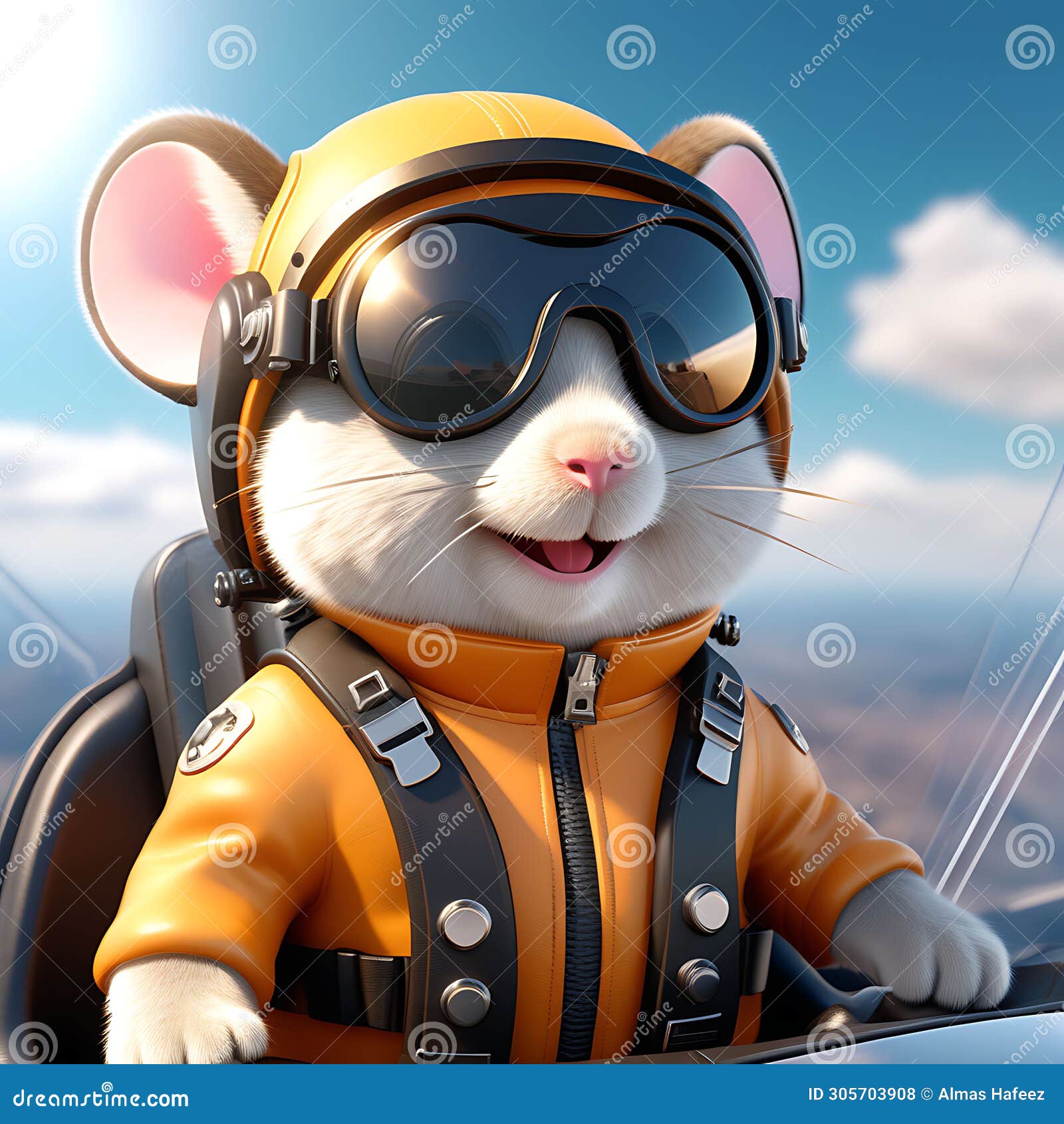 aviator adventures: a cute mouse pilot wearing aviator goggles, rendered in unreal engine at 8k resolution