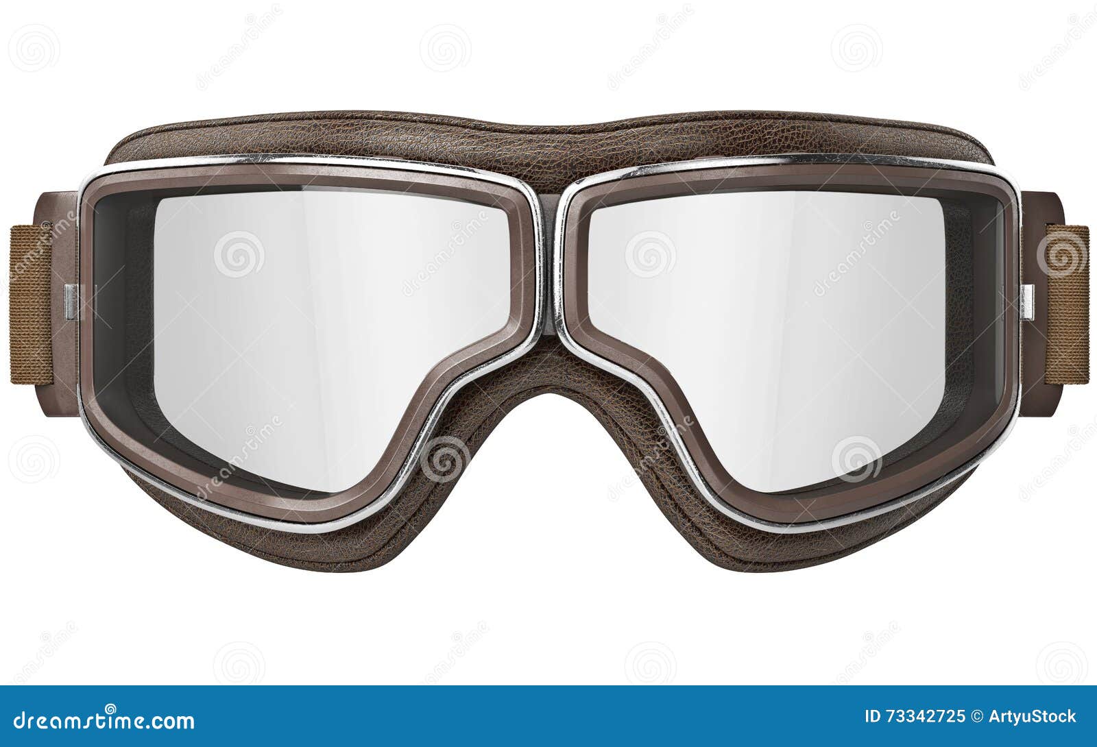 Aviator Goggles in Vintage Style, Front View Stock Illustration