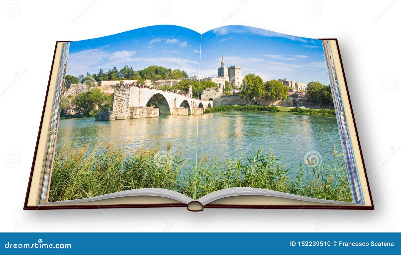 avignon city with the ancient broken medieval bridge of saint benezet europe-france-provence - 3d render concept image of an