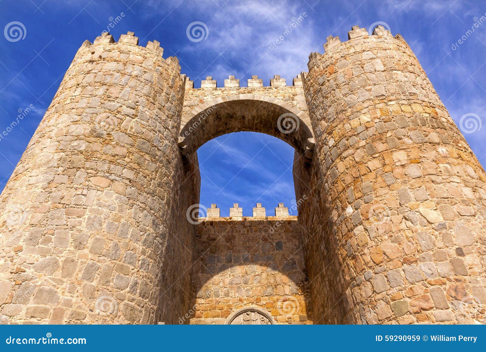 avila castle town walls arch gate cityscape castile spain