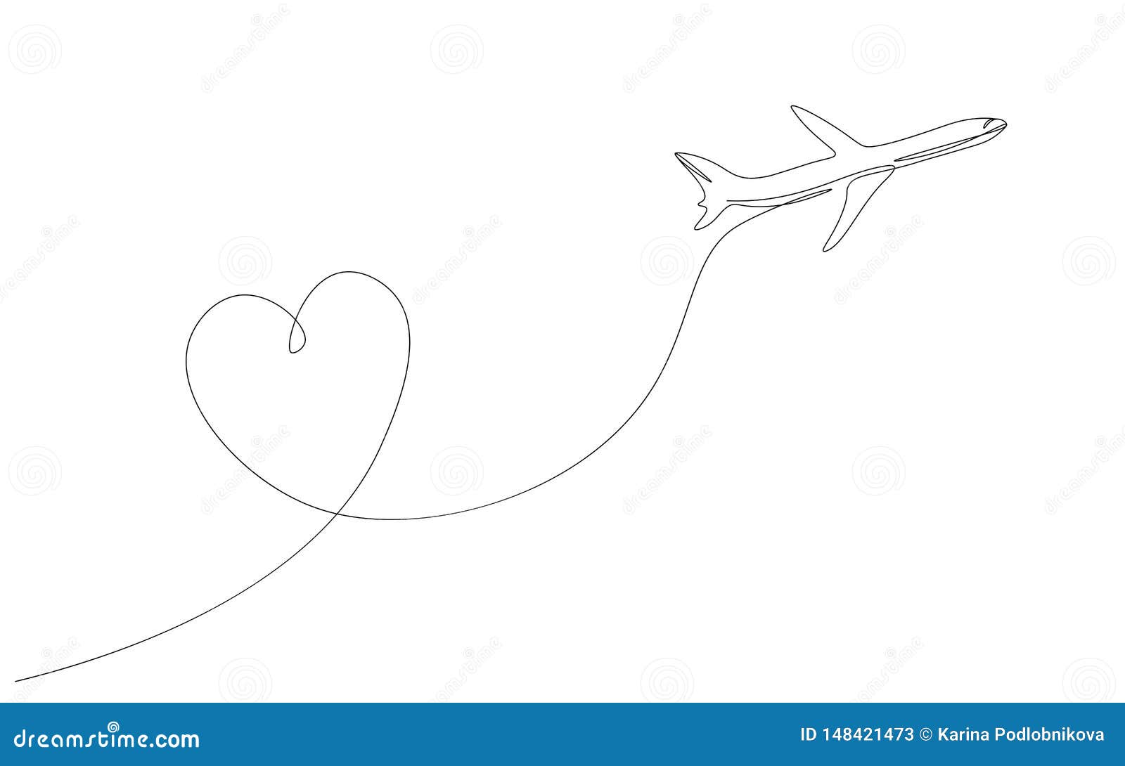 Avion Avec Illustration Voyage Un D Amour De Coeur De Vecteur De Dessin Au Trait Illustration De Vecteur Illustration Du Cartoon Sunset