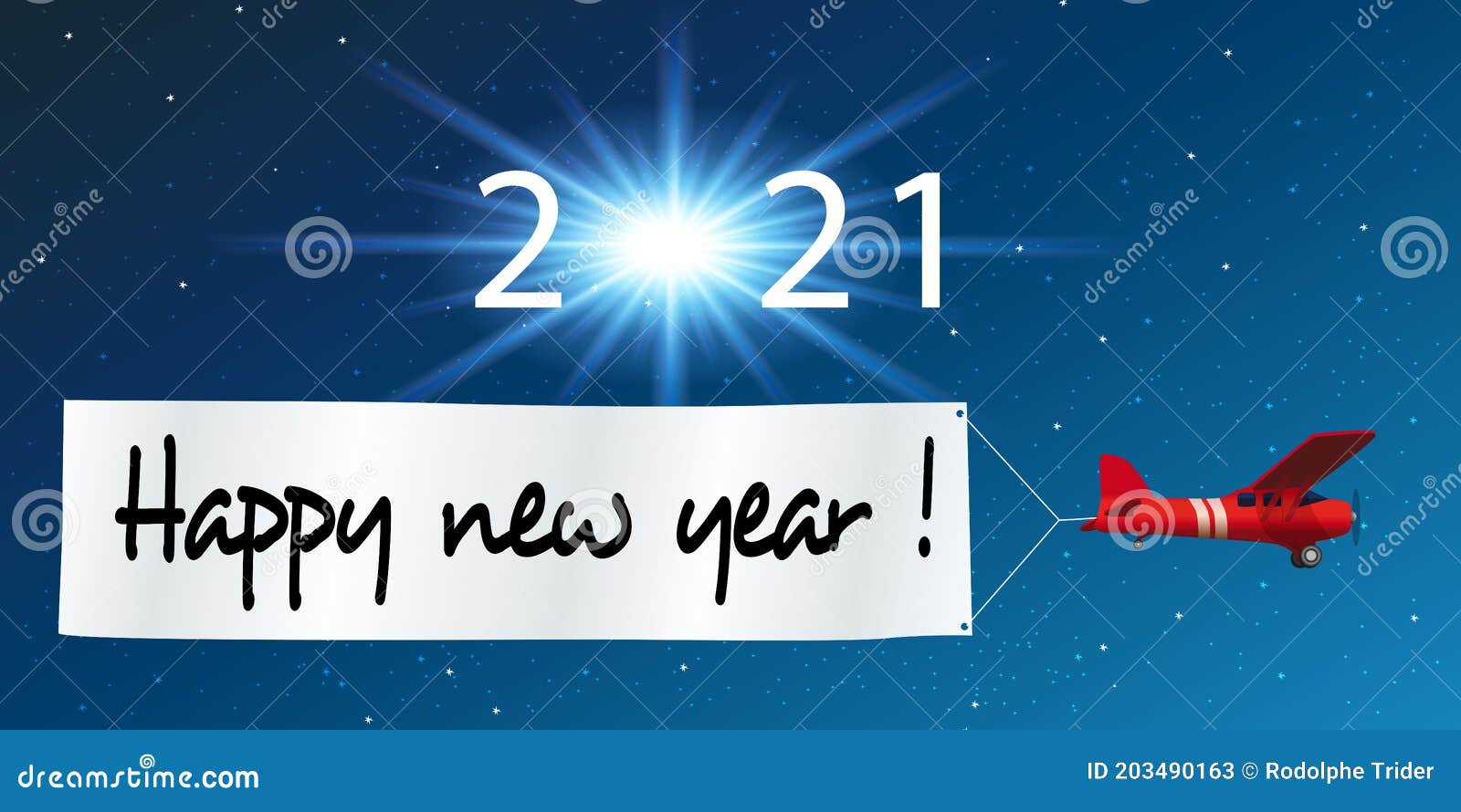 Avion Banderole Happy New Year 203490163 