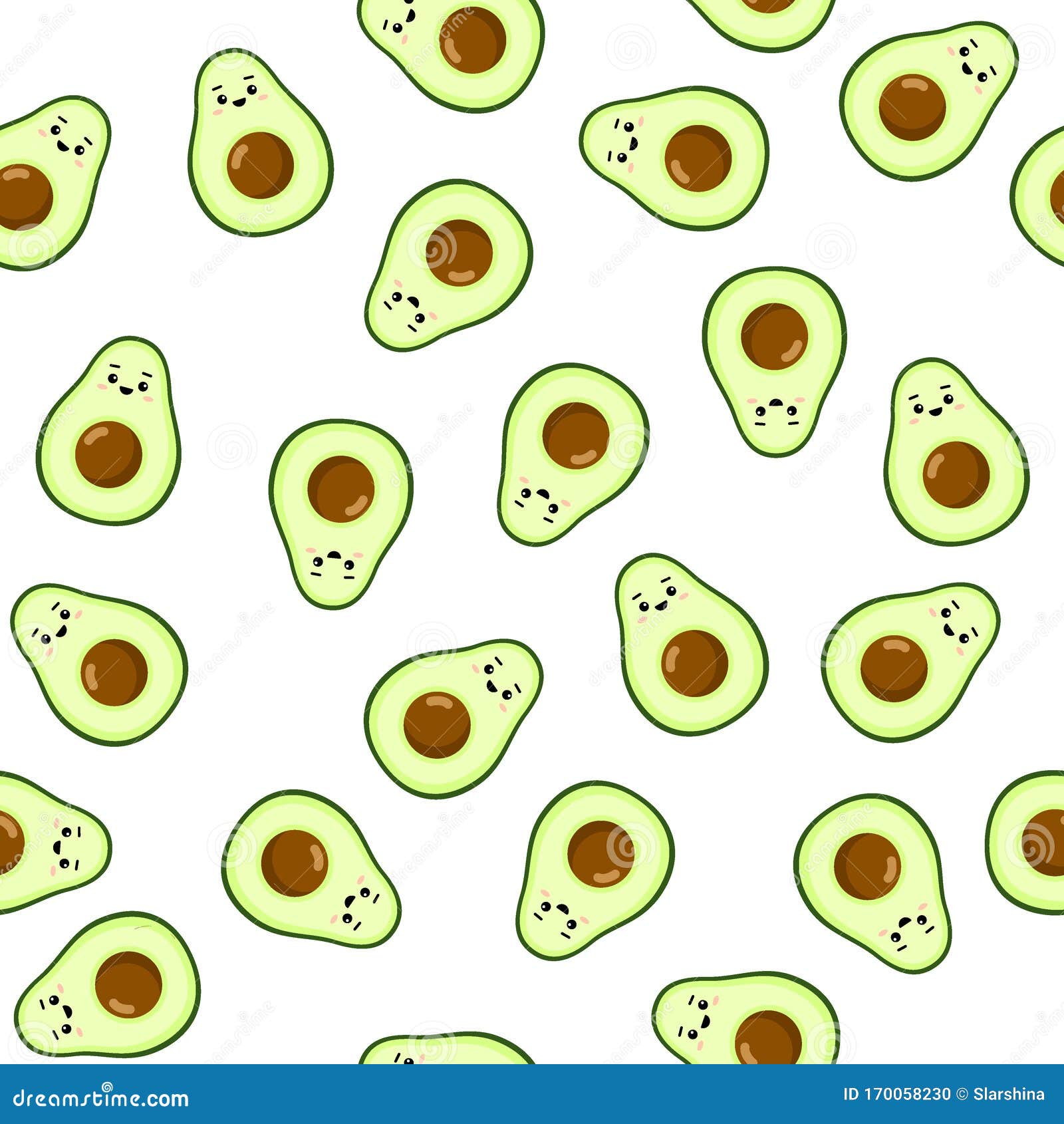 Avocado Character Design on White Background. Cute Illustration ...