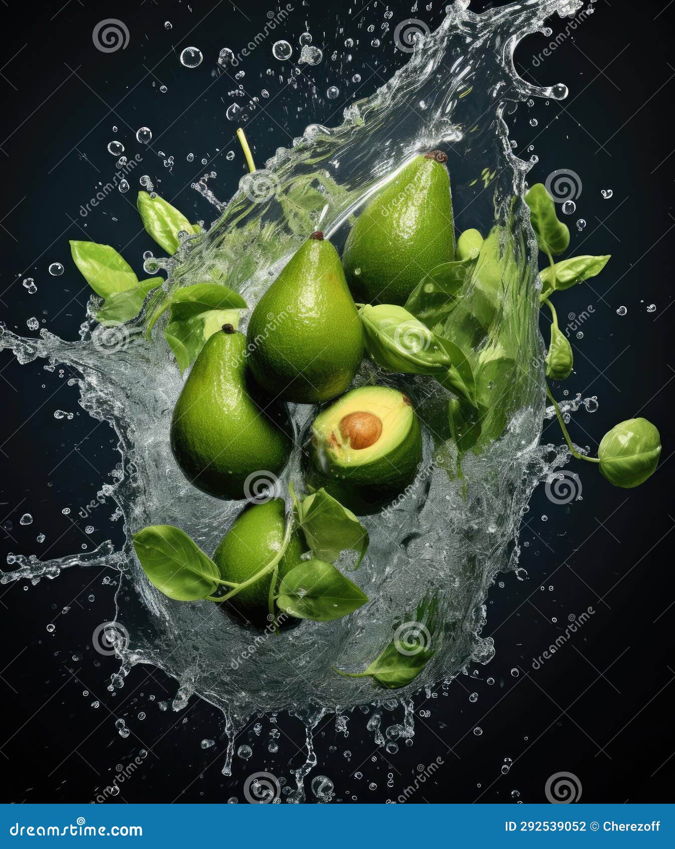 Avocado Fruits Fall into the Water Stock Photo Image of avocado
