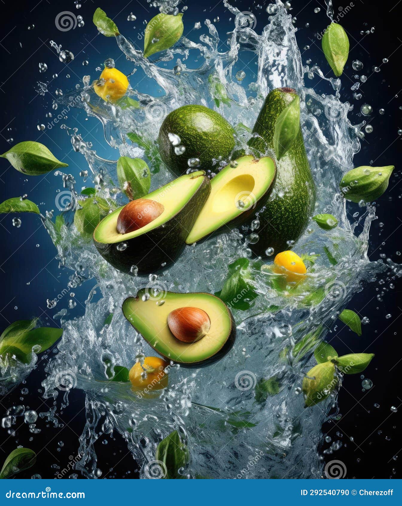 Avocado Fruits Fall into the Water Stock Photo Image of white, drink