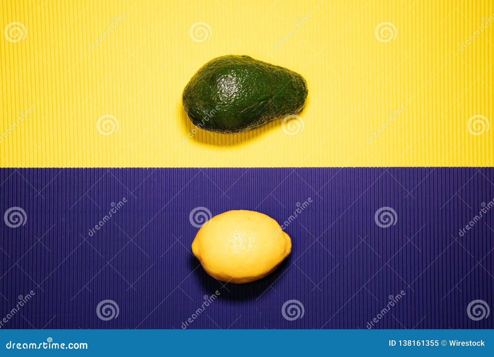 Avocado And Lemon On A Yellow And Purple Background Stock Image Image Of Vitamins Aesthetic