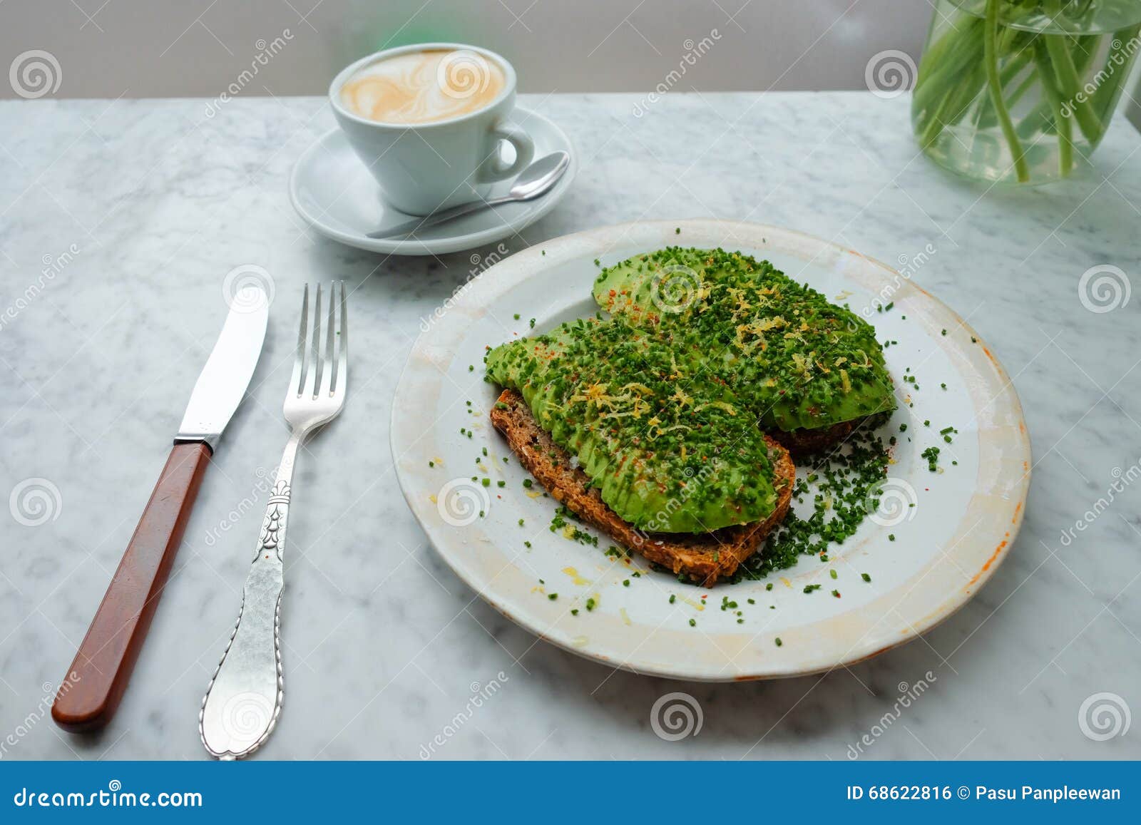 Avocado on Rye Bread and a Cup of Coffee Stock Photo Image of healthy