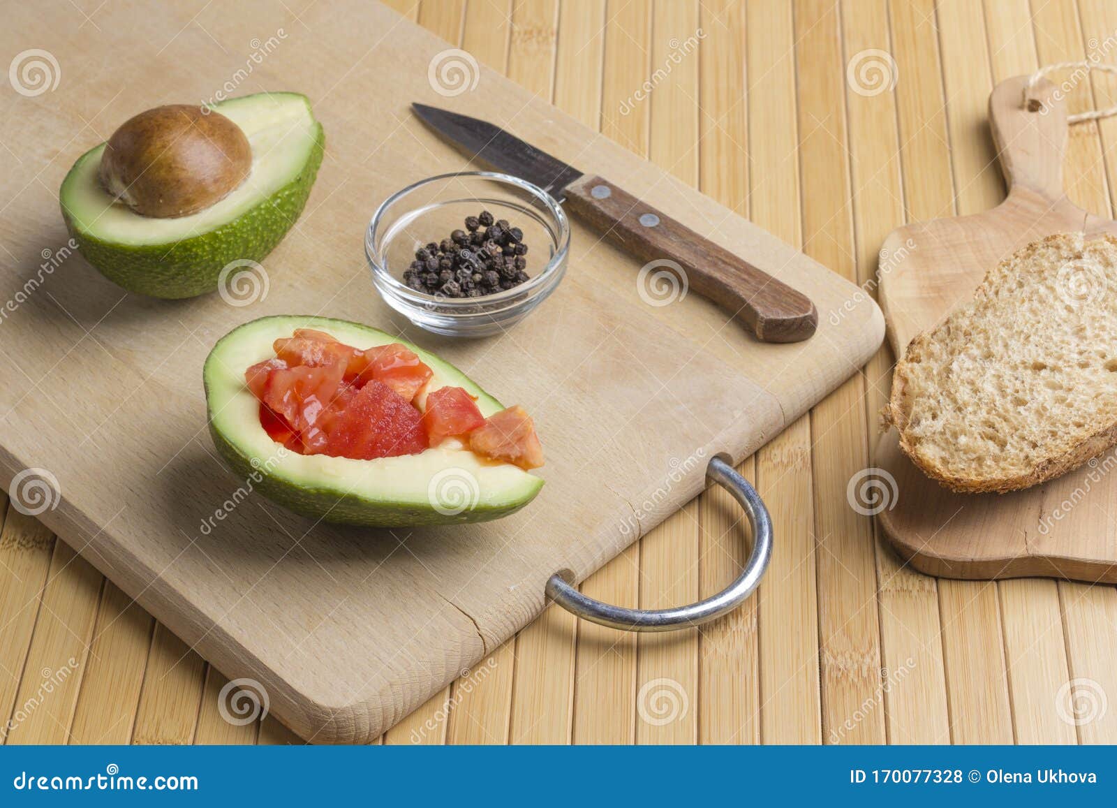 Avocado Source of Vegetable Protein Fat, Proteins Carbohydrates Stock