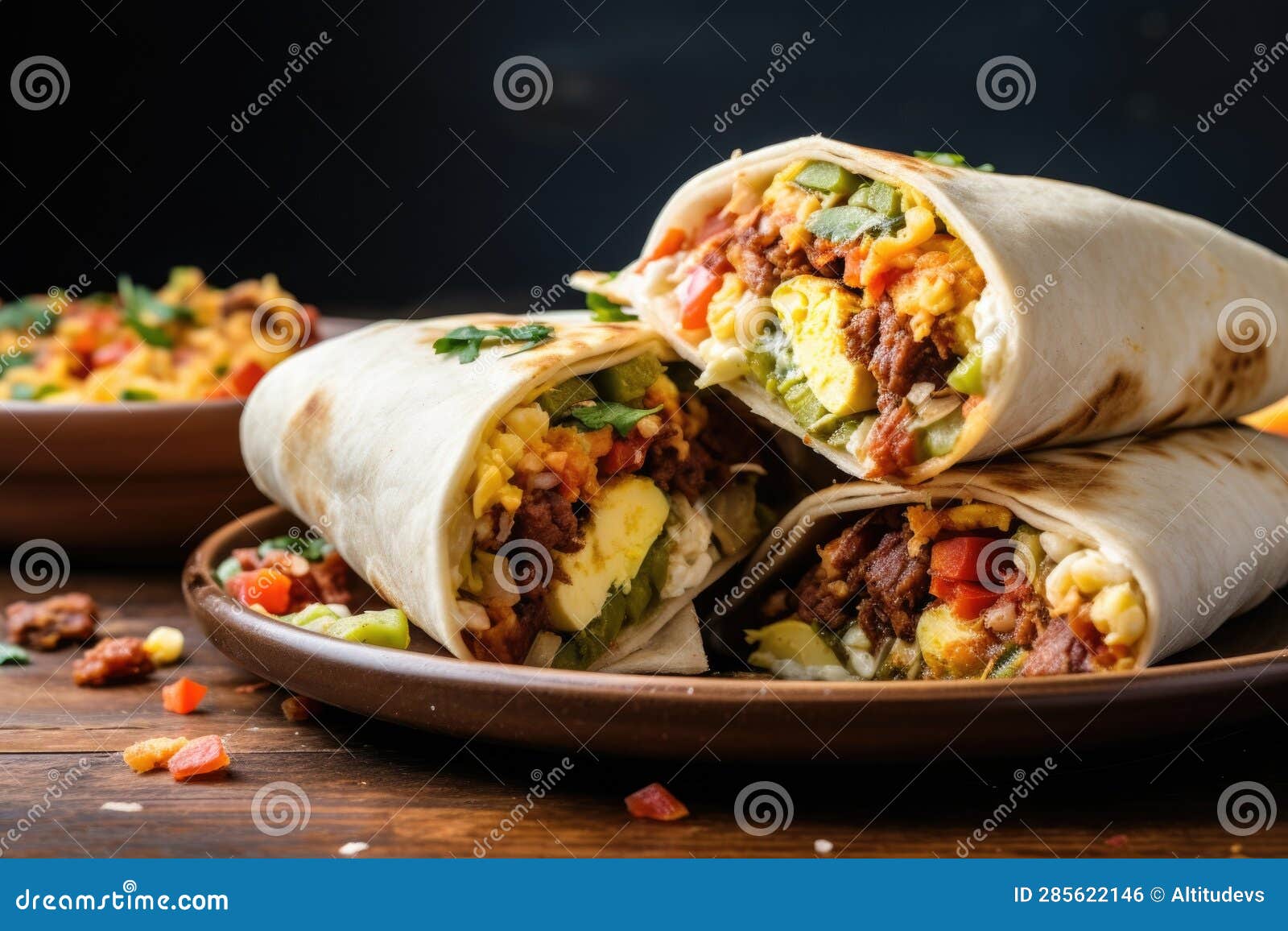 Avocado, Tomato, and Onion Ready for Burrito Filling Stock Photo