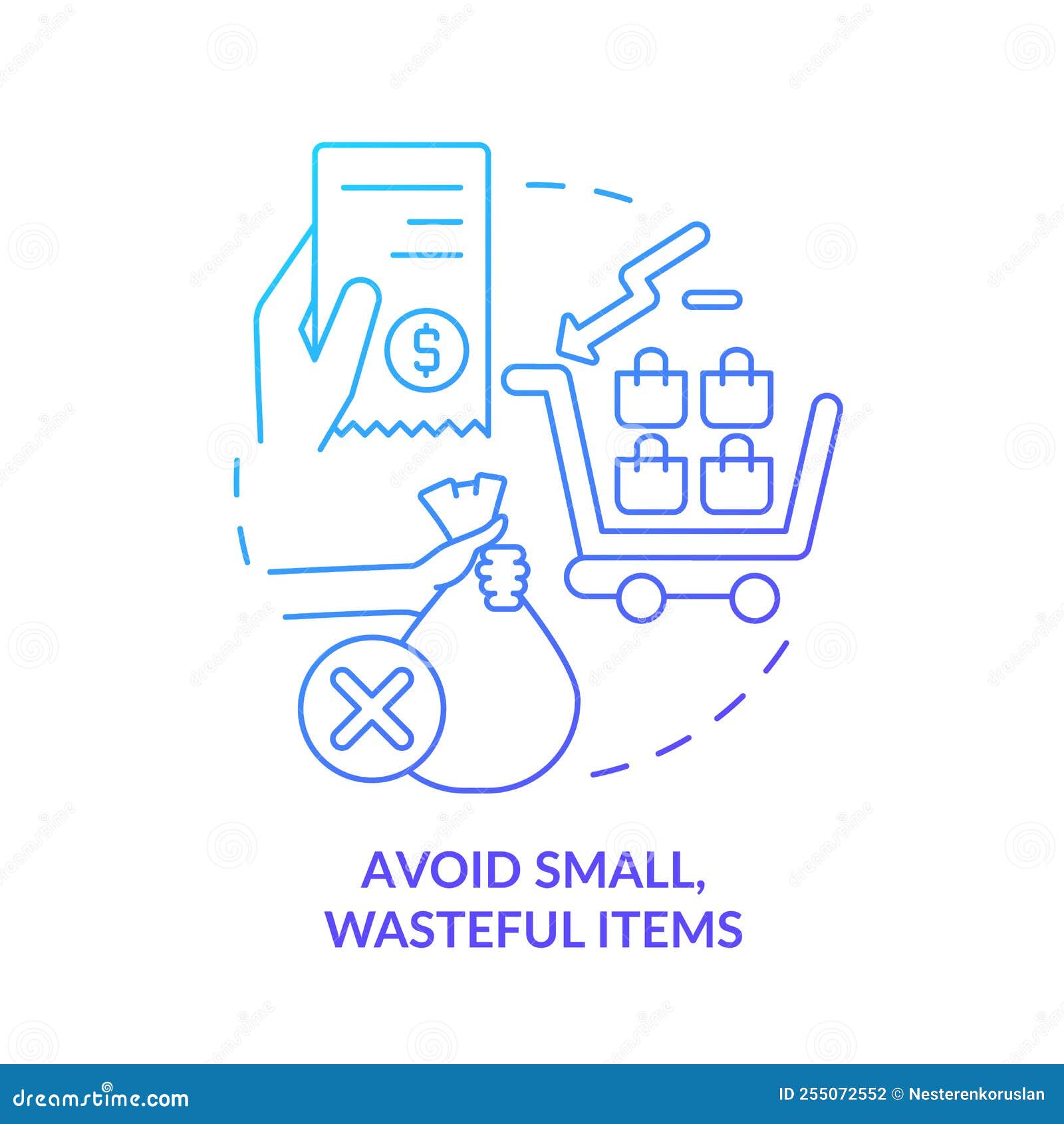avoid small wasteful items blue gradient concept icon