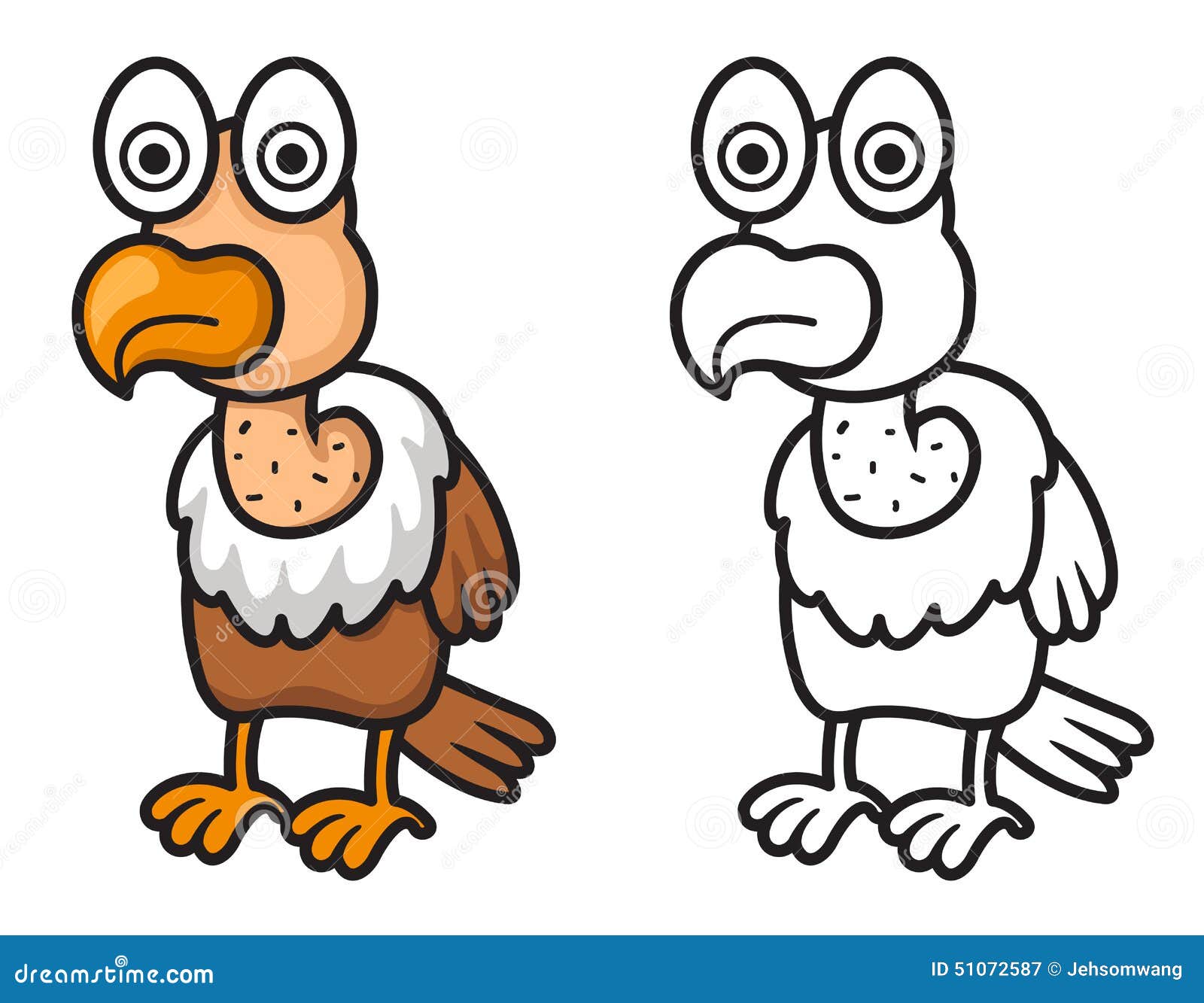 Avvoltoio variopinto ed in bianco e nero per il libro da colorare Fotografia Stock Libera da