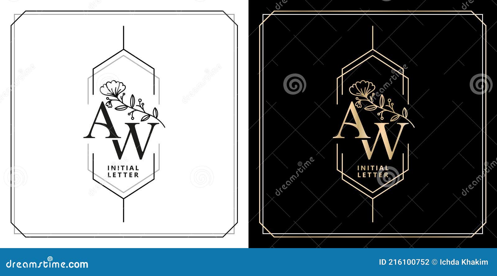 Letter AW WA Monogram Logo