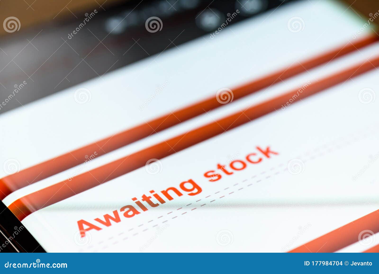 Awaiting Stock Text on Smart Phone Screen Stock Photo Image of email