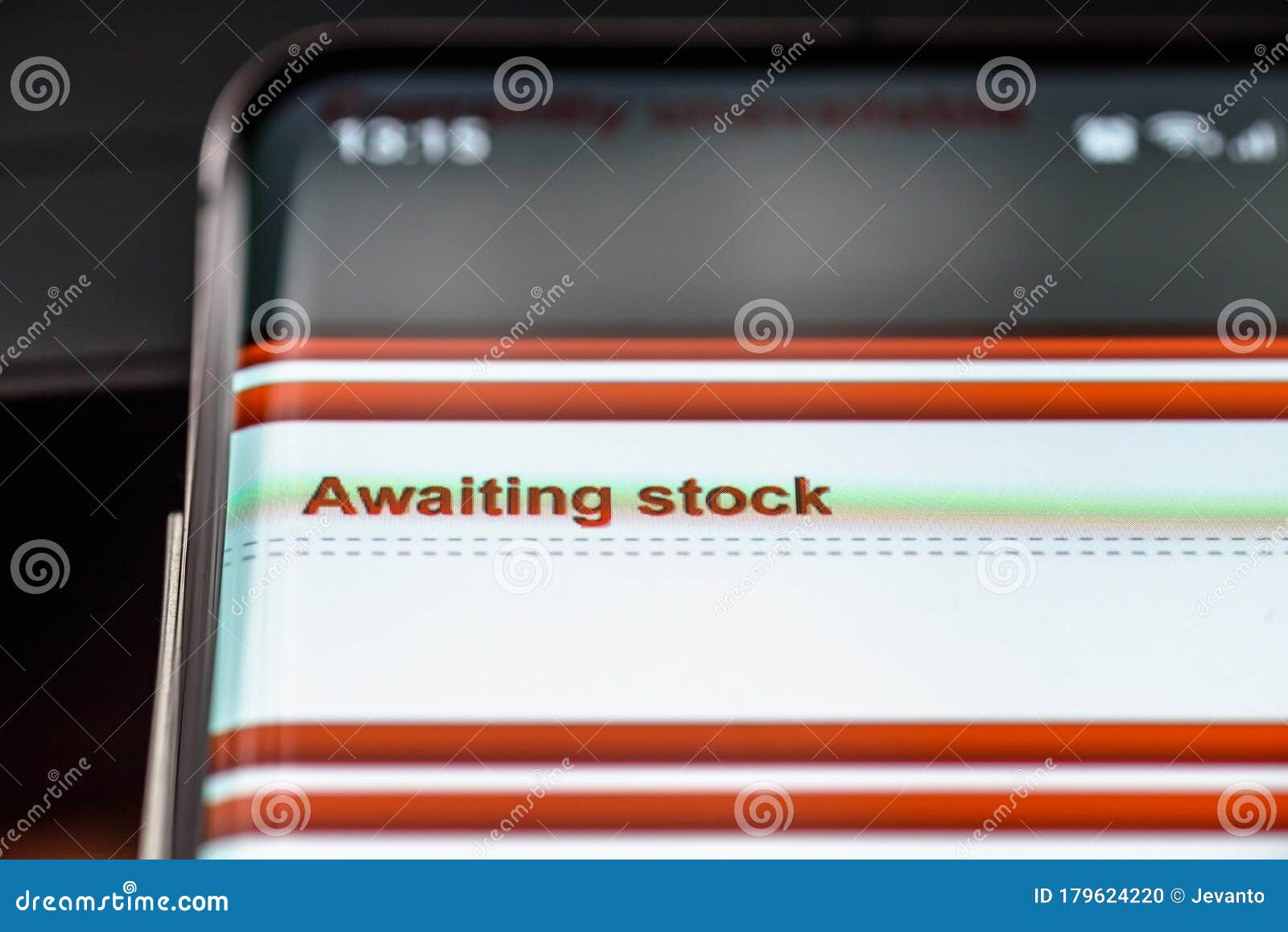 Awaiting Stock Text on Smart Phone Screen Stock Photo Image of