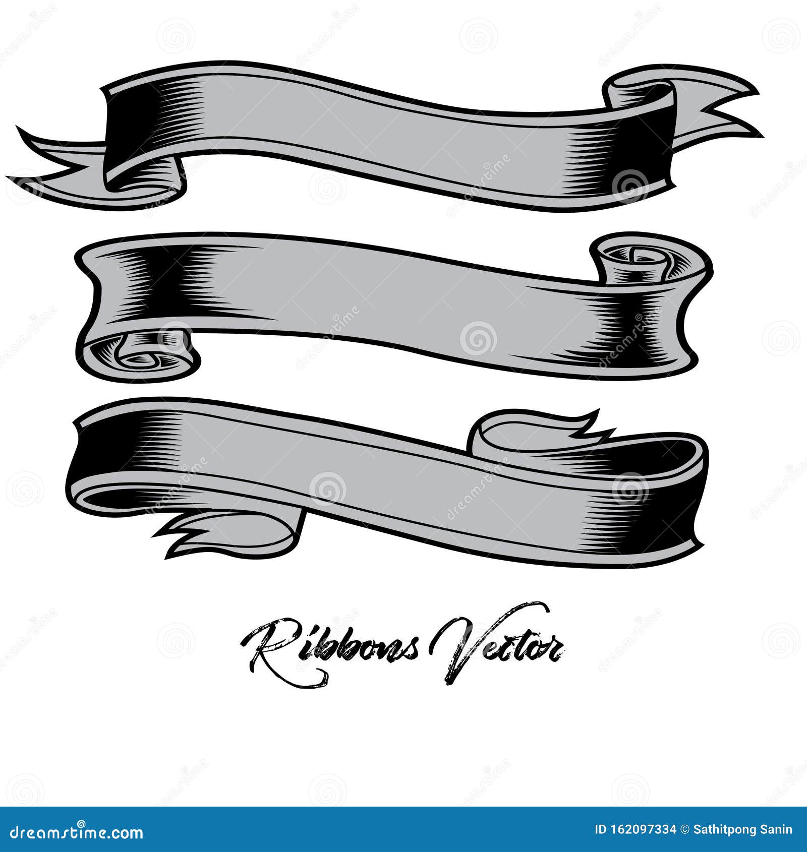 vintage ribbon set. Vector illustration. Stock Vector