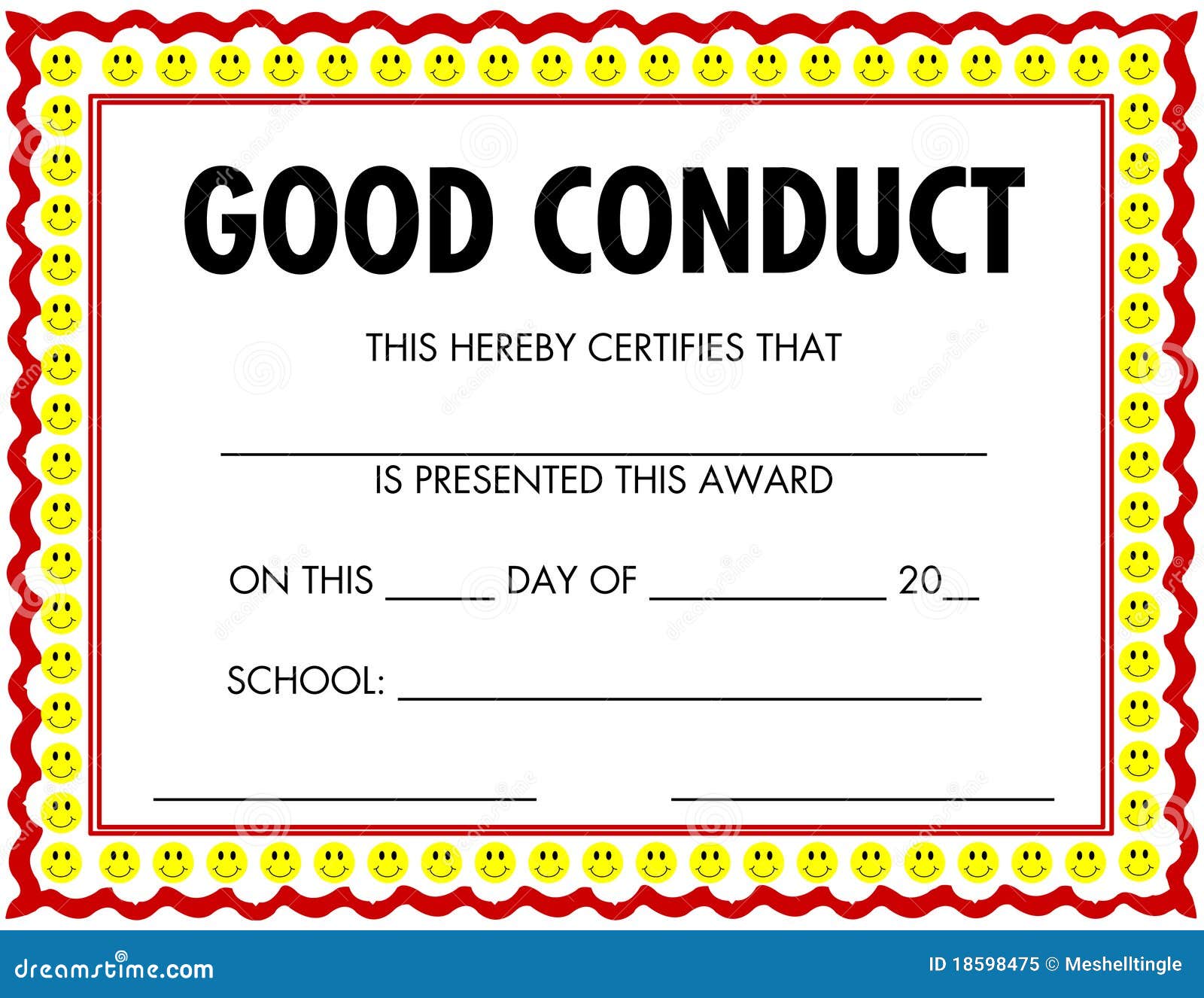 Award Certificate Good Conduct Stock Vector - Illustration of Pertaining To Good Conduct Certificate Template