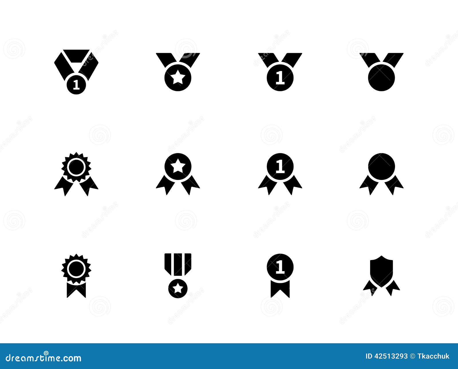 award and medal icons on white background.