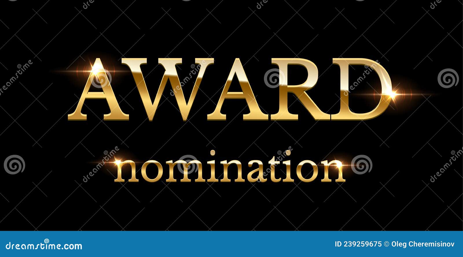 award nomination, gold glitter text, 3d winner prize  of banner, golden fonts