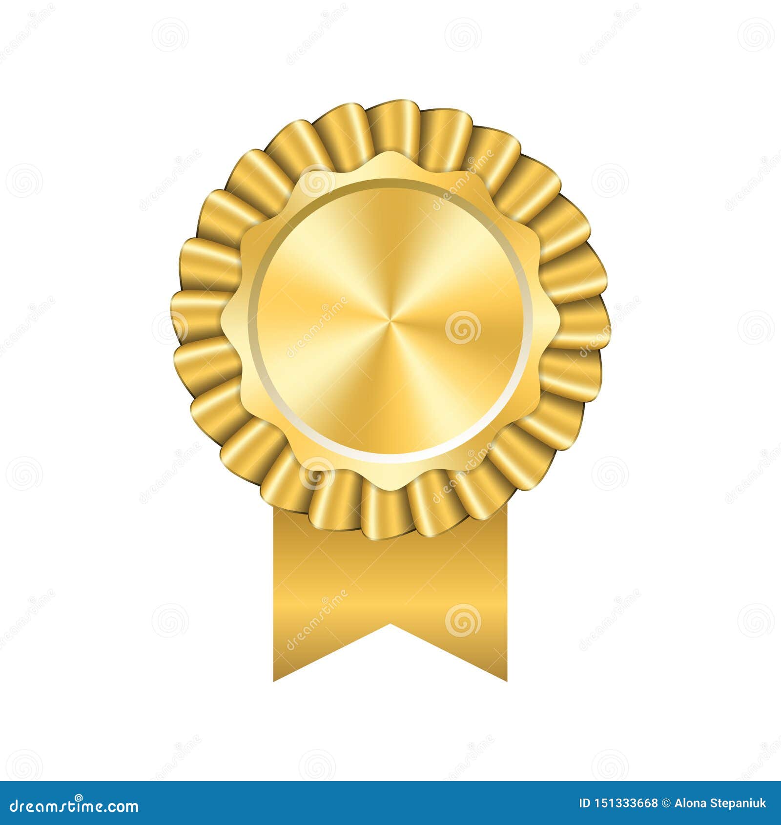 Award Ribbon Gold Icon Golden Medal Design Isolated On White