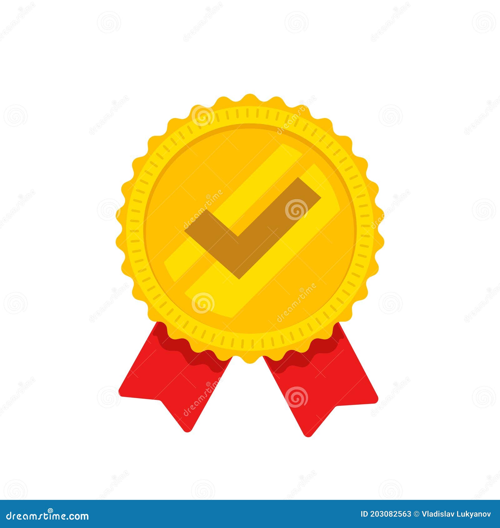 Award Rosette Ribbon with Check Mark As Achievement Golden Medal Vector  Icon Flat Cartoon Illustration, Idea of Stock Vector - Illustration of  concept, medal: 203082563