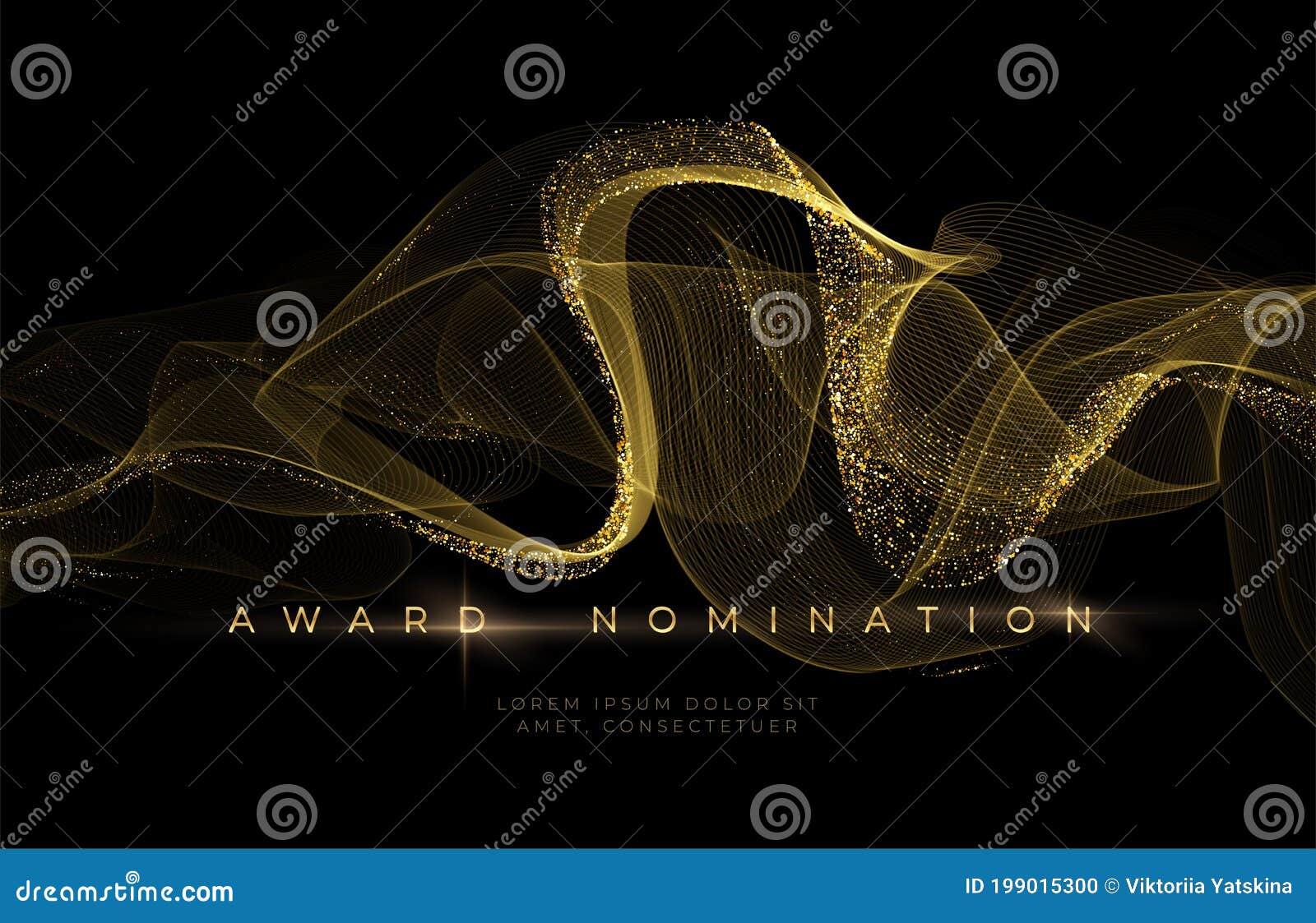 awards ceremony luxurious black background with golden glitter waves. award nomination background.  