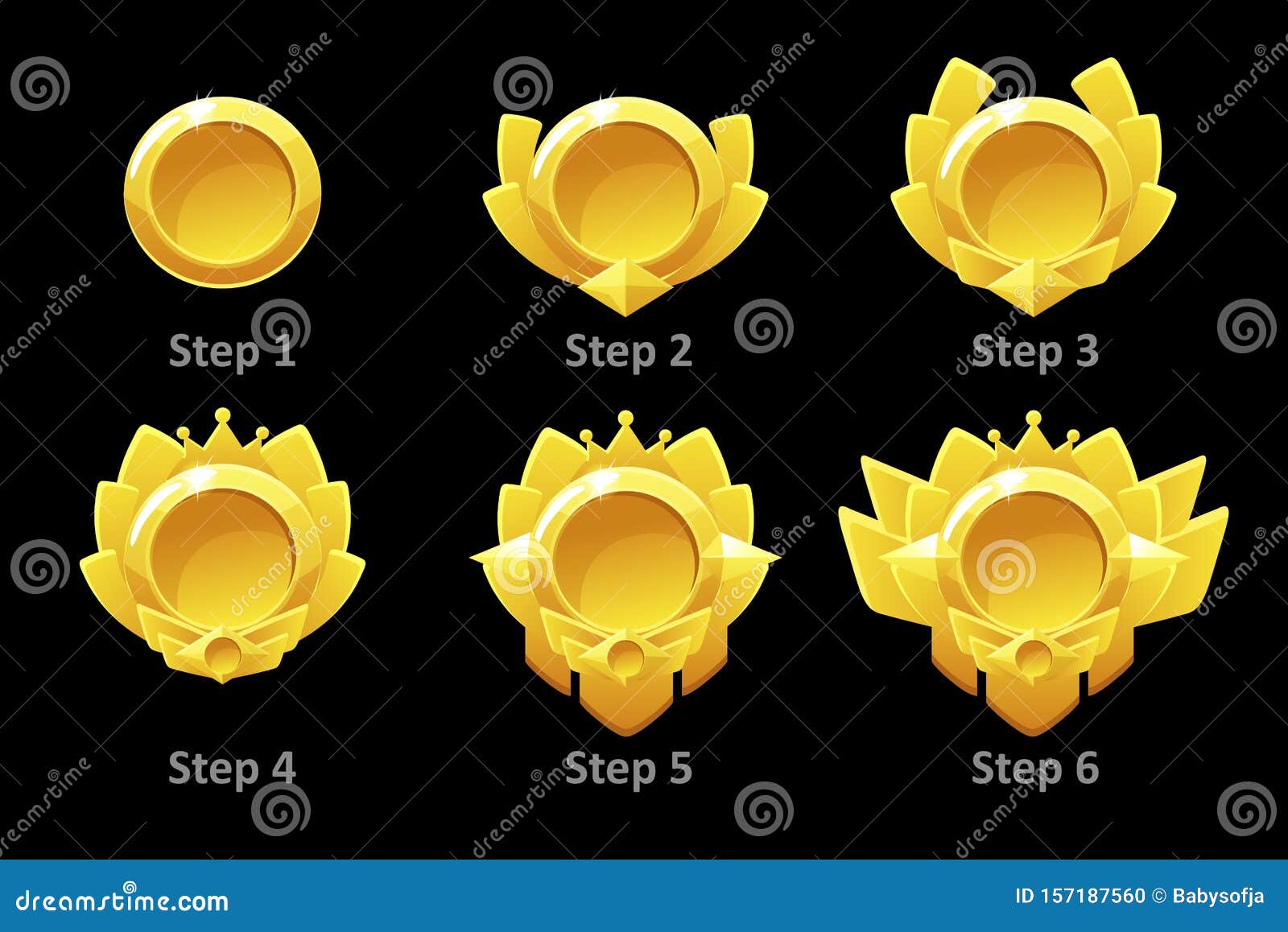 awards medals for gui game.  golden template award in different versions