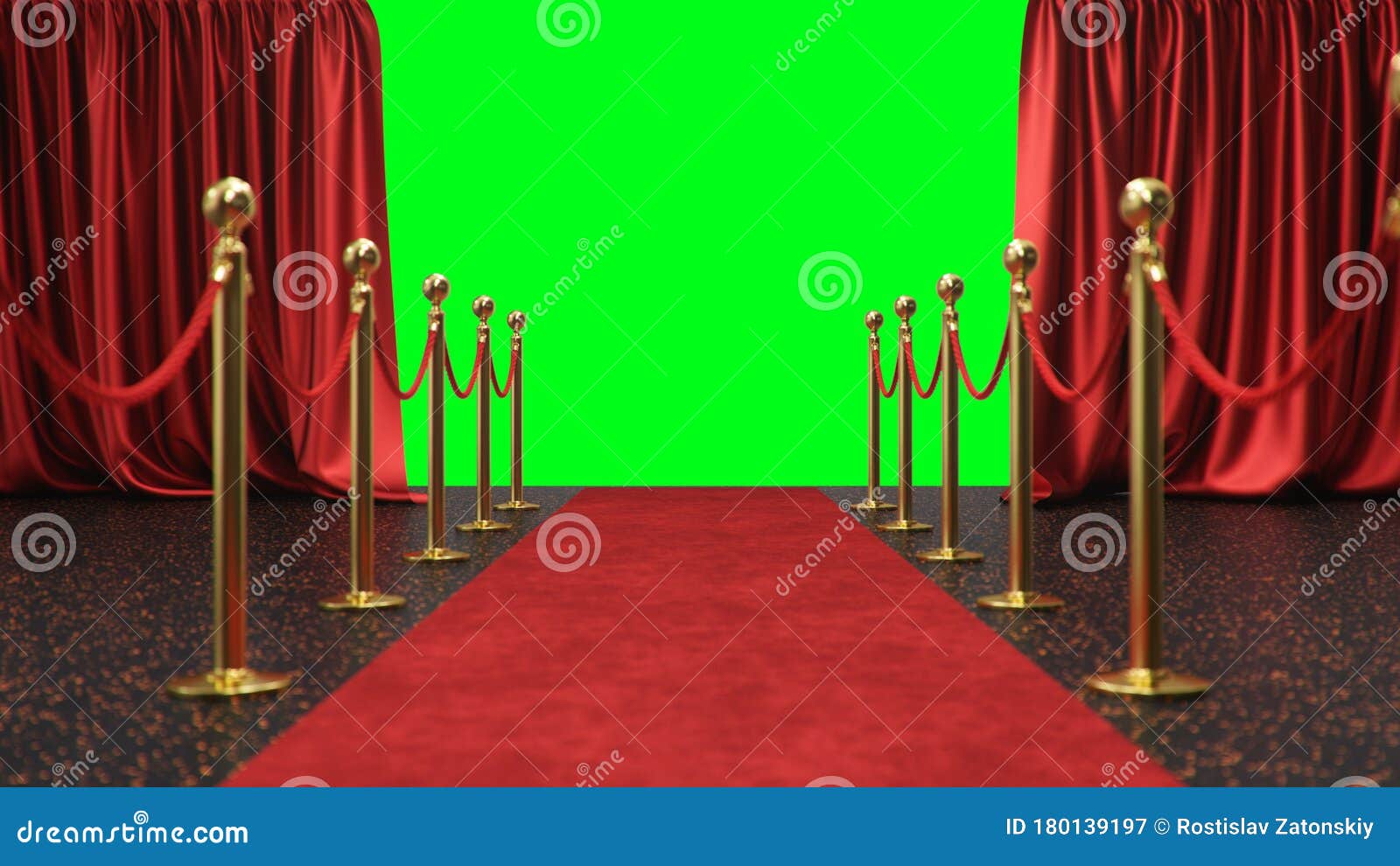 Awards Show Background with Red Curtains Open on Green Screen. Red Velvet  Carpet between Golden Barriers Connected by a Stock Illustration -  Illustration of layout, achievement: 180139197
