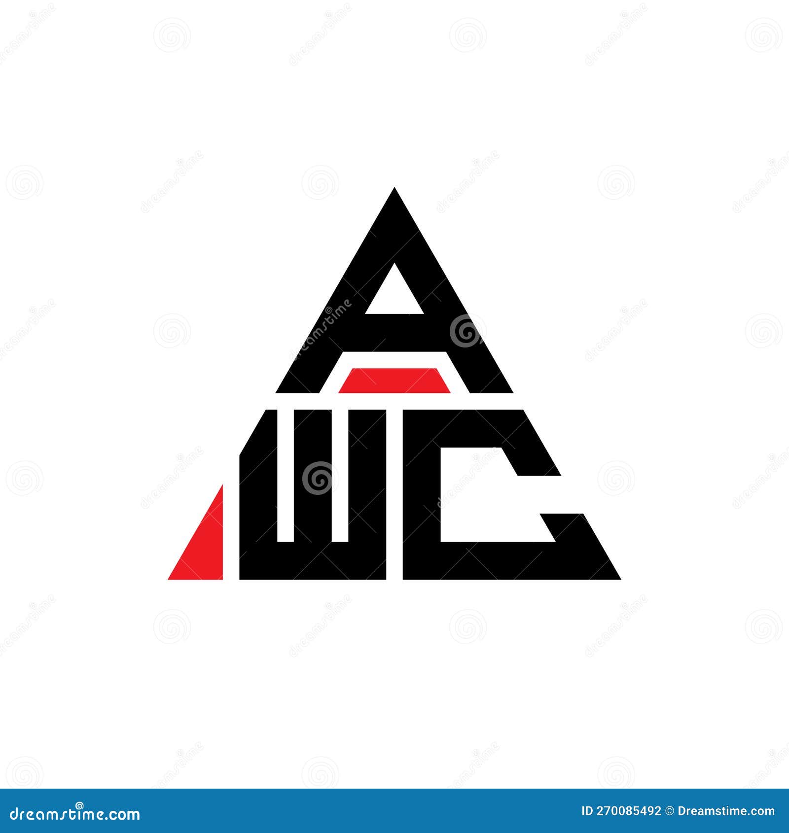awc triangle letter logo  with triangle . awc triangle logo  monogram. awc triangle  logo template with red