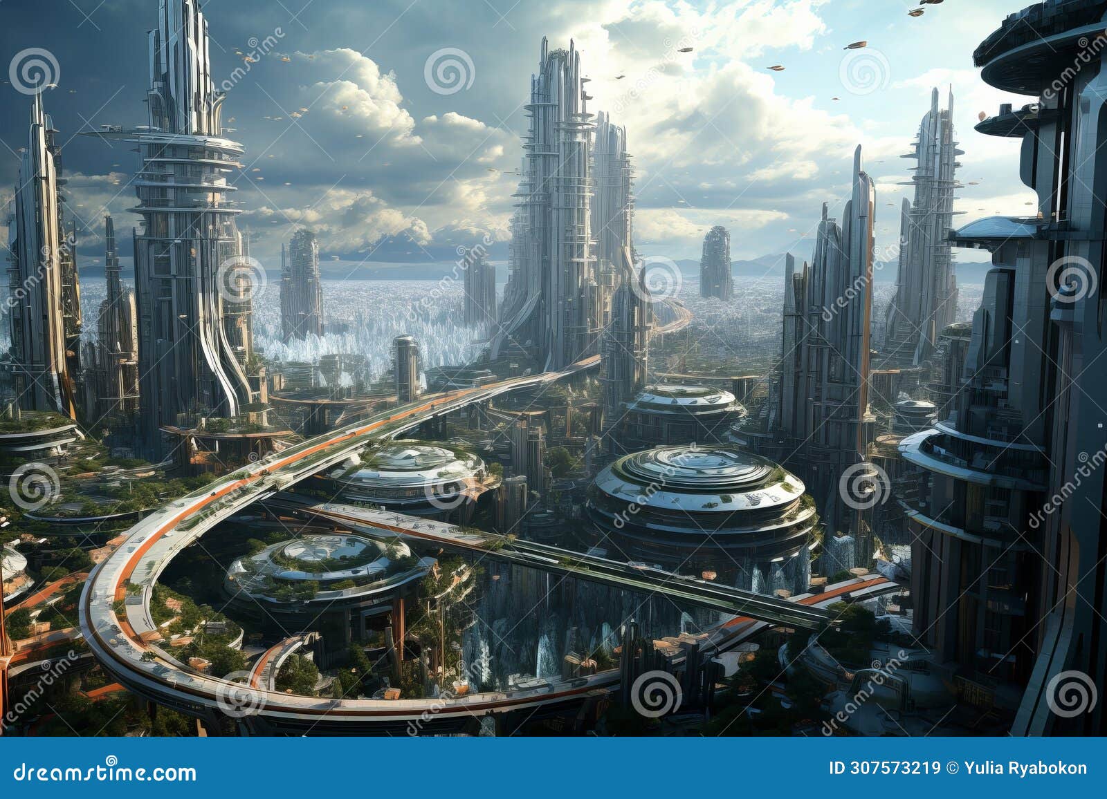 awe-inspiring megacity distant planet. generate ai