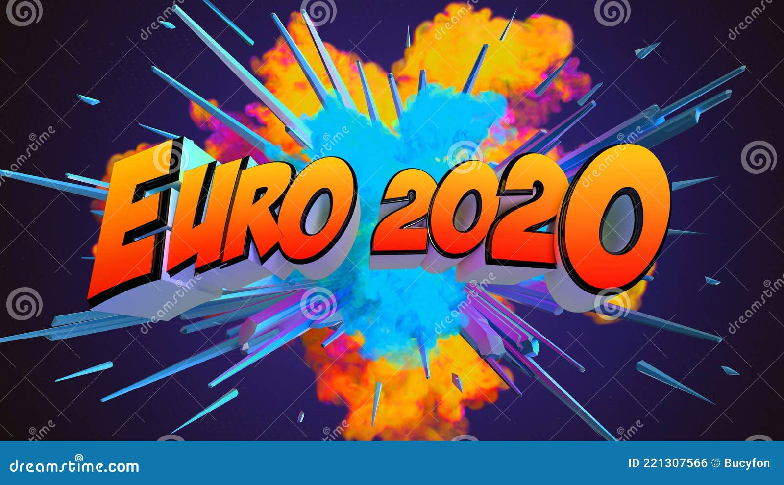 Awesome Exploding Euro 2020 3D Illustration Message Stock Illustration